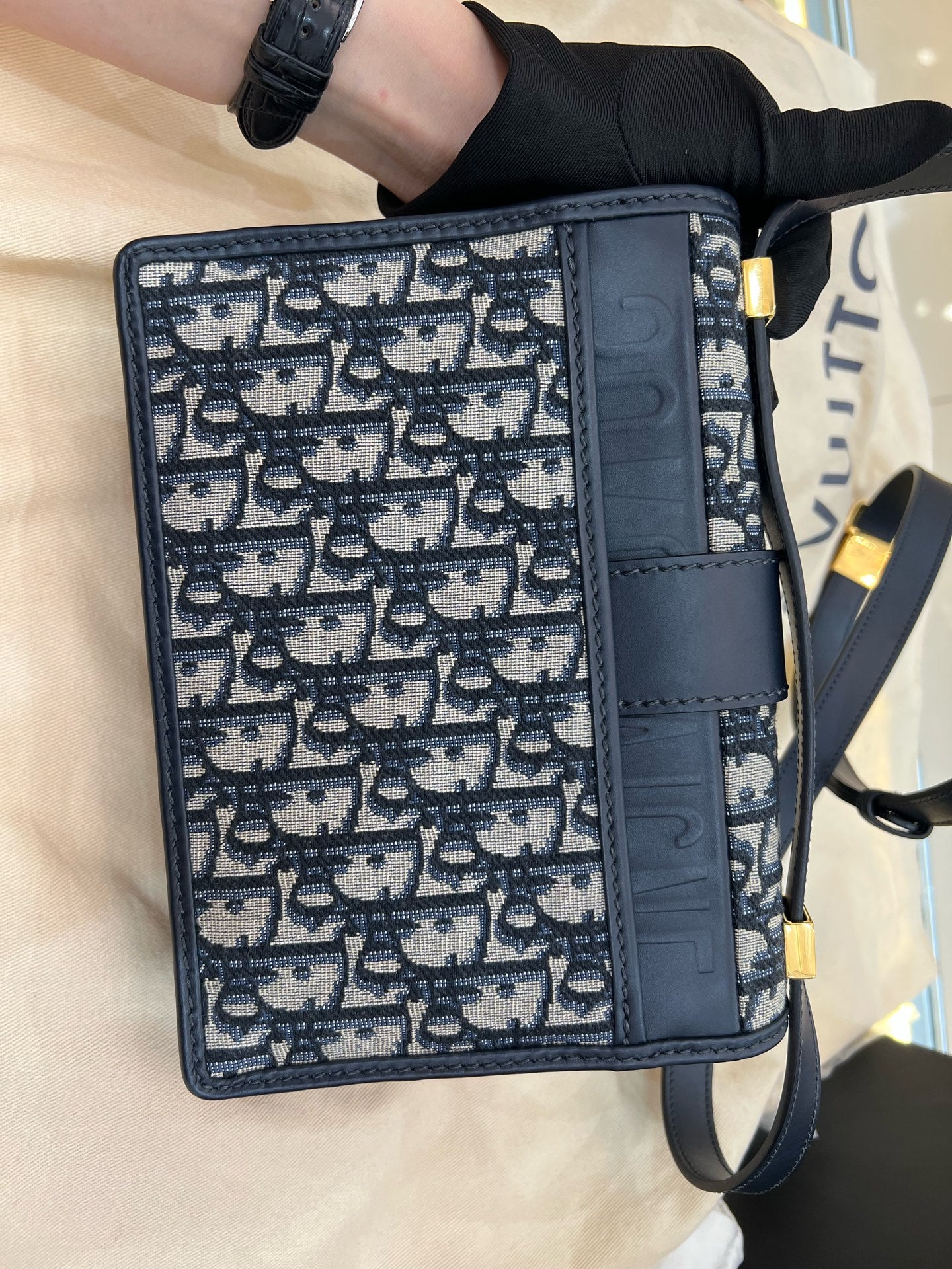Dior - 30 Montaigne Small Bag - Dior Oblique Jacquard Canvas with Leather Trim - Blue - (Small)