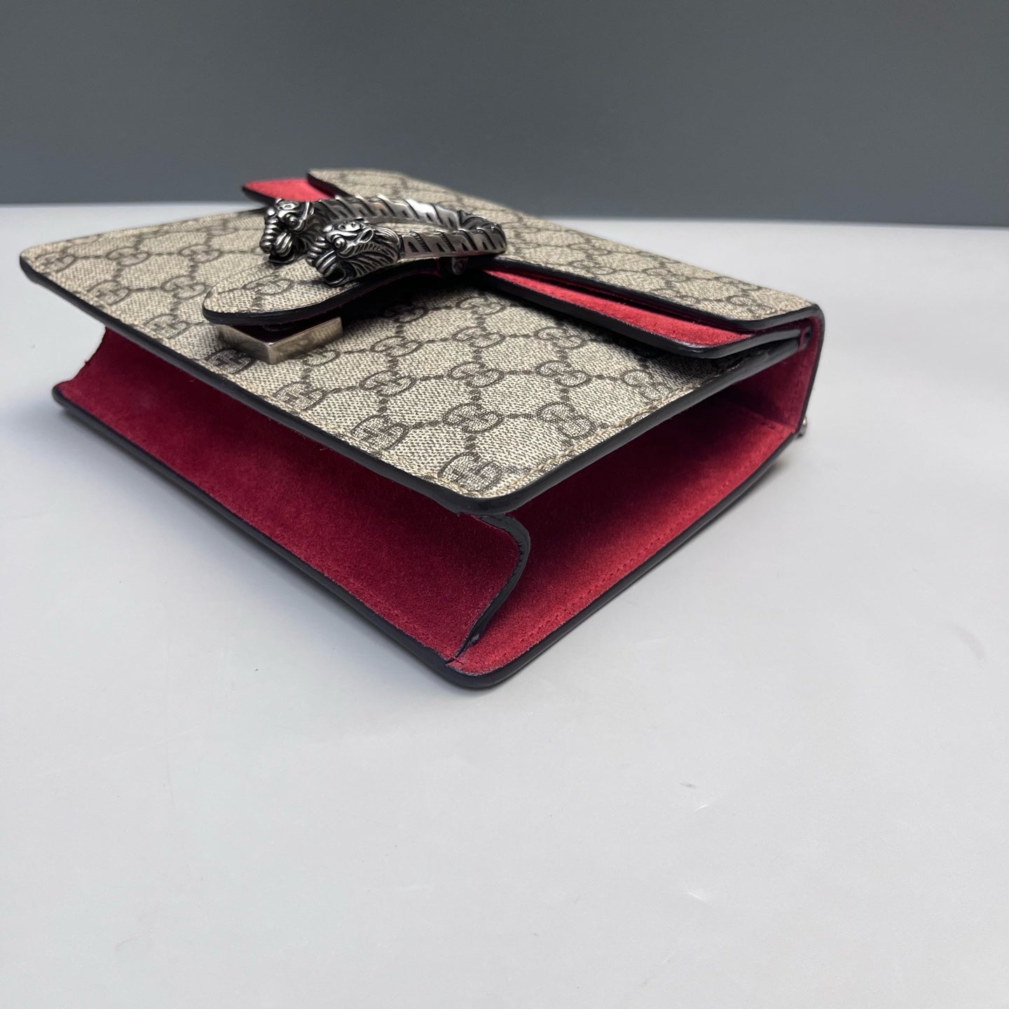 Gucci - Dionysus Mini Chain Bag - GG Supreme canvas with Suede - Beige with Red accents - (mini)