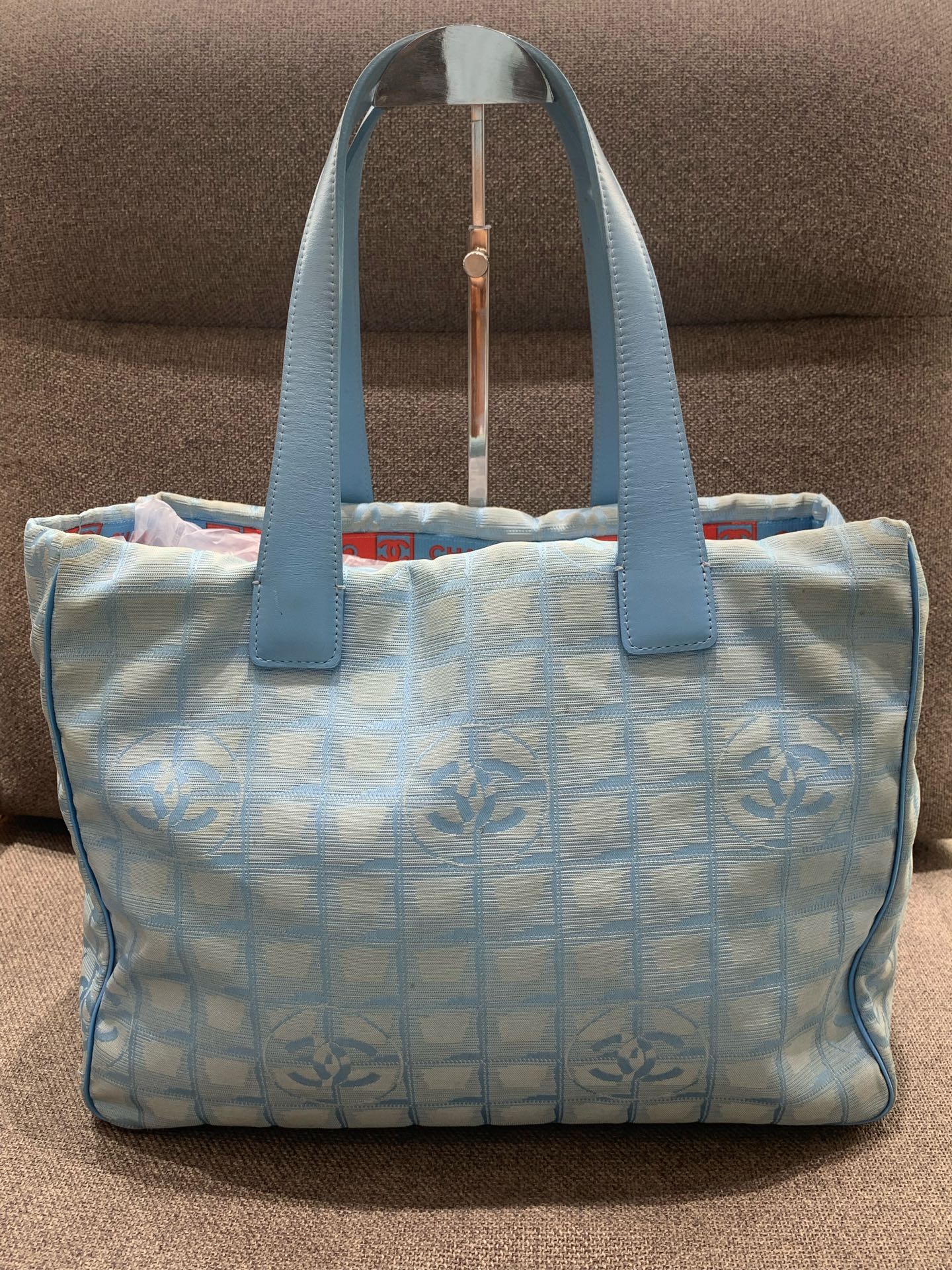 Chanel - New Travel Line Tote - Cloth with leather handles - Blue - (medium)