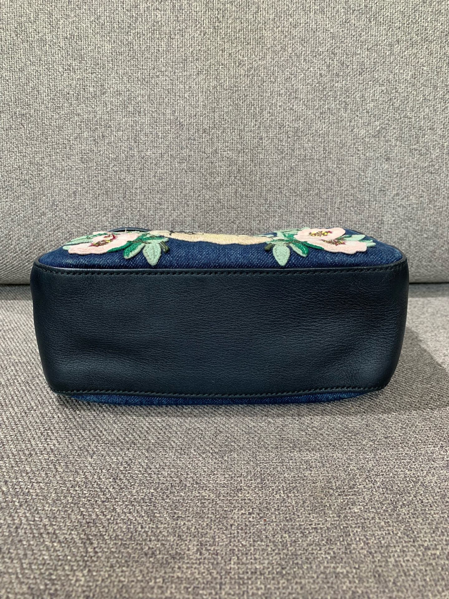 Gucci - Tiger Floral Embroidered Camera Bag - Denim and Leather - Blue - (small)