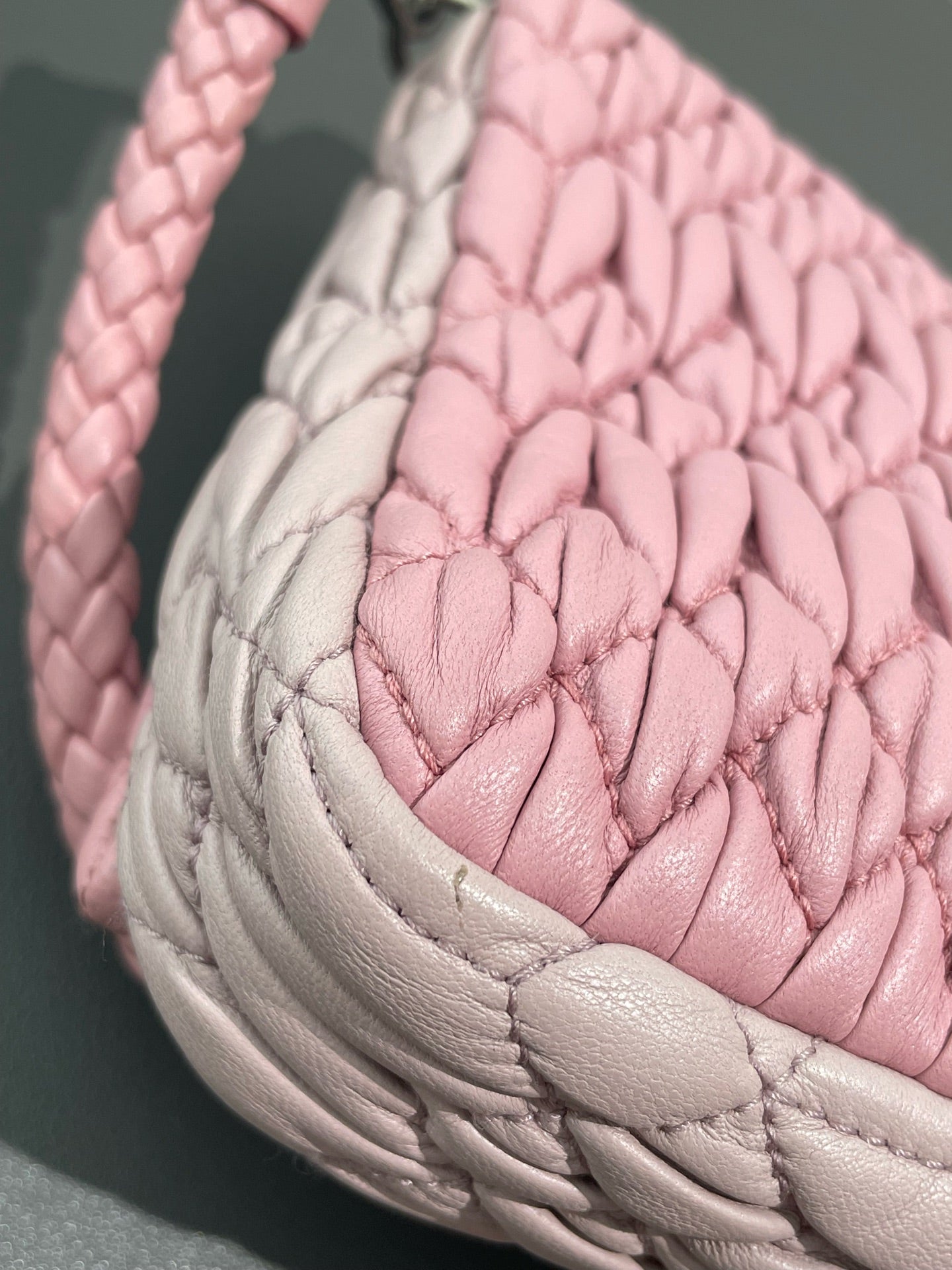 Miu Miu - Matelassé Crystal Chain Bag - Lambskin leather - Pink - (small)
