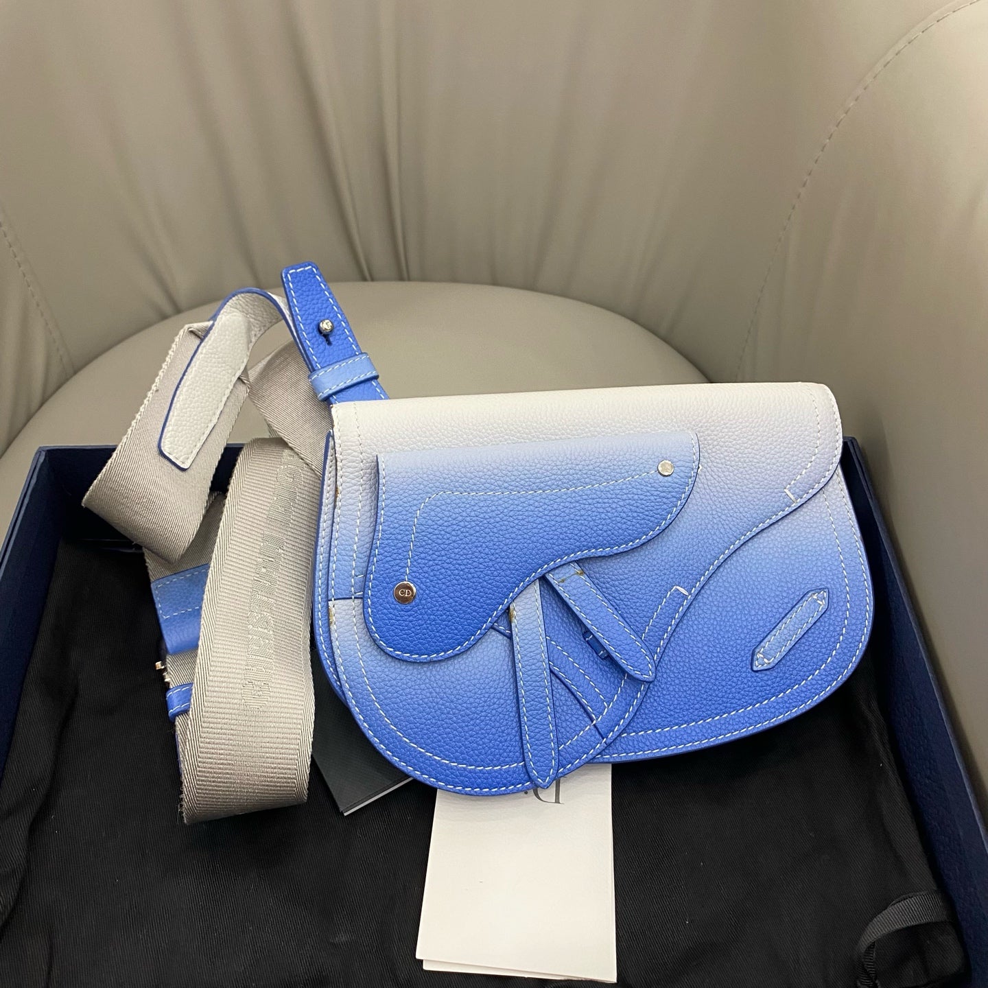 Dior - Saddle Belt Bag - Grained leather - Blue gradient - (Small)
