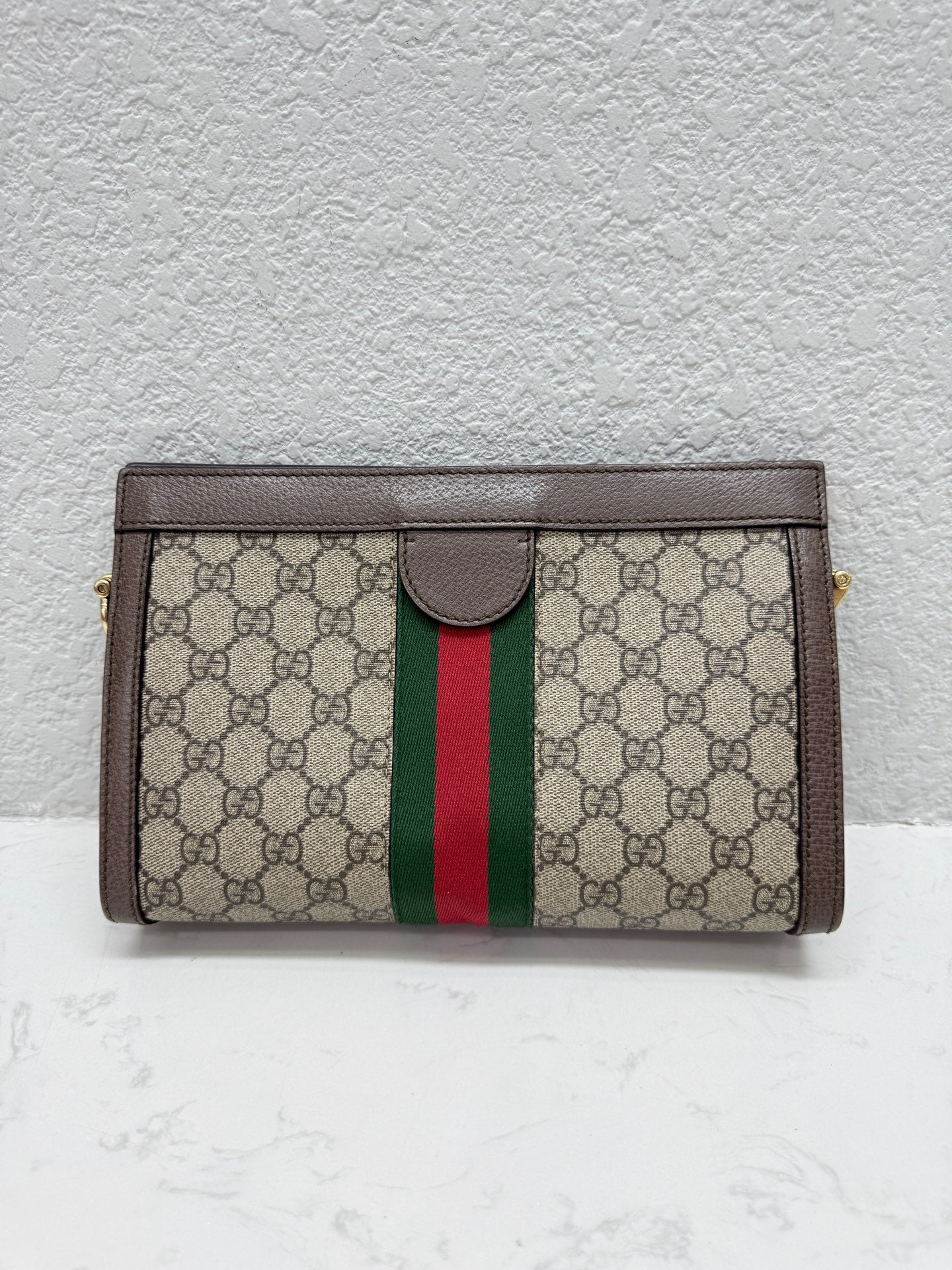 Gucci - Ophidia Chain Bag Small - GG Supreme canvas and Leather - Beige and Brown with Green and Red Stripe - (small)