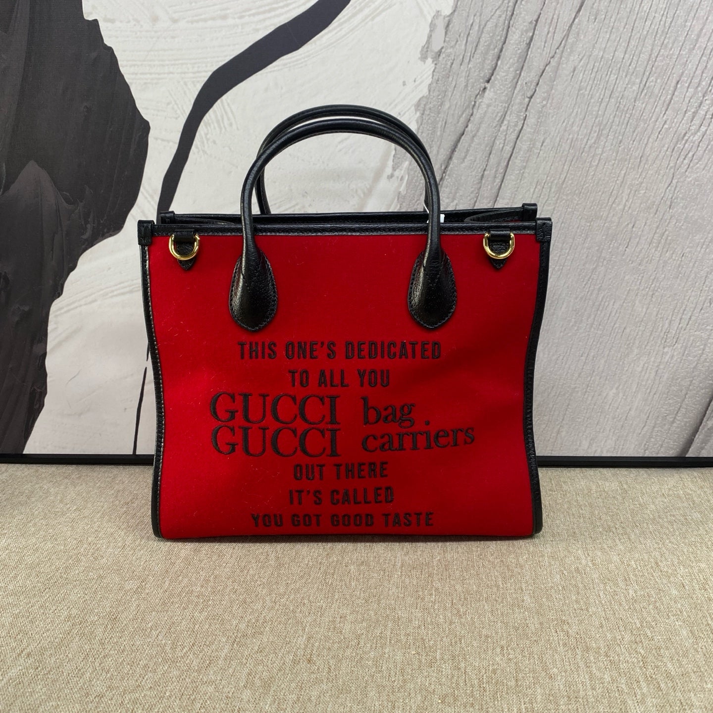 Gucci - 100th Anniversary Tote Bag - Velvet and Leather - Red - (medium)