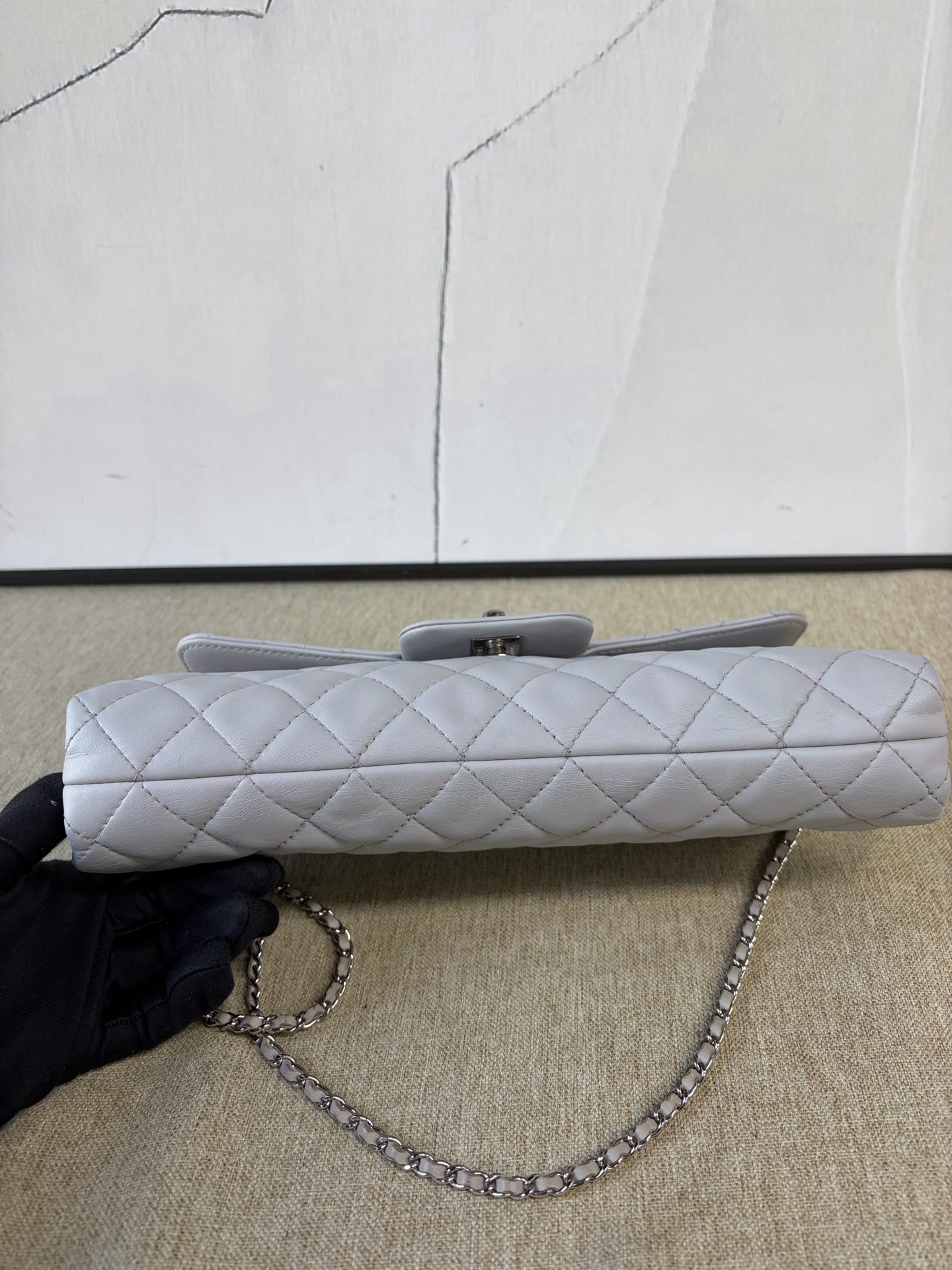 Chanel - Classic Flap Baguette Chain Bag - Lambskin leather - Grey - (Small)