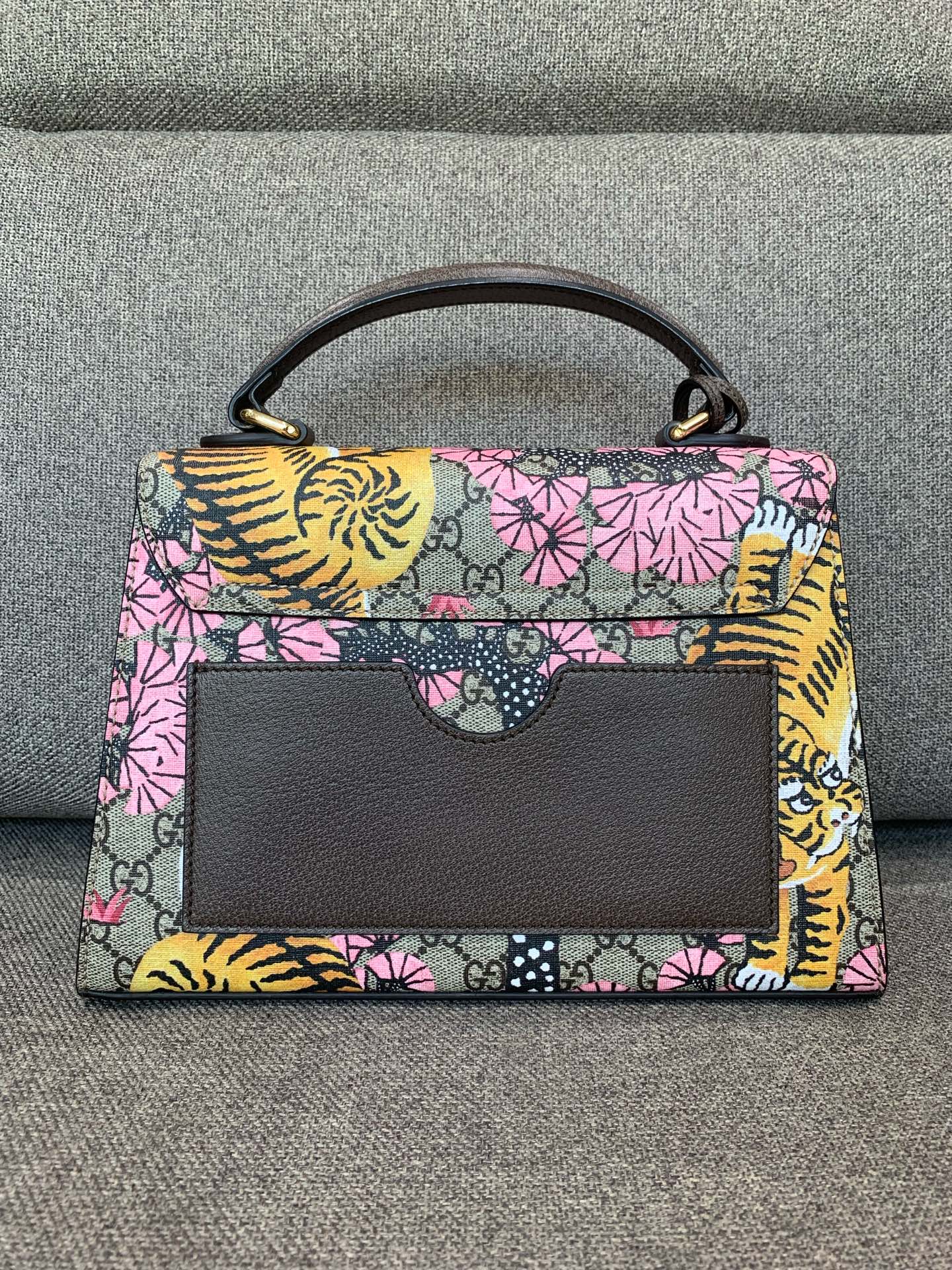 Gucci - Padlock Top Handle Bag - GG Supreme coated canvas with brown textured leather trim - Multicolour - (medium)