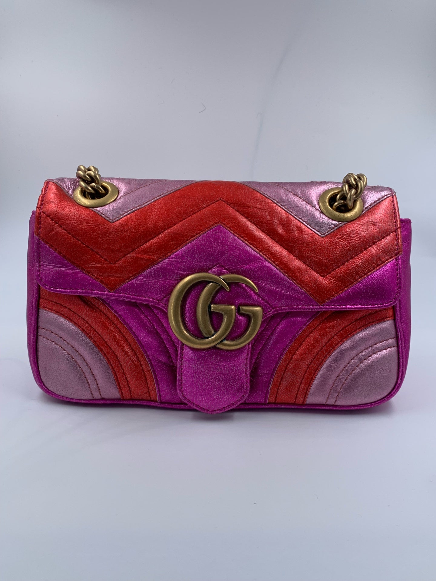 Gucci - GG Marmont Small Flap Bag - Leather - Multicolour - (Small)