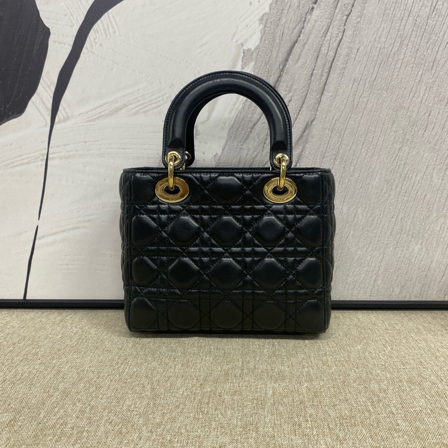 Dior - Lady Dior 4-Grille - Lambskin leather - Black - (small)