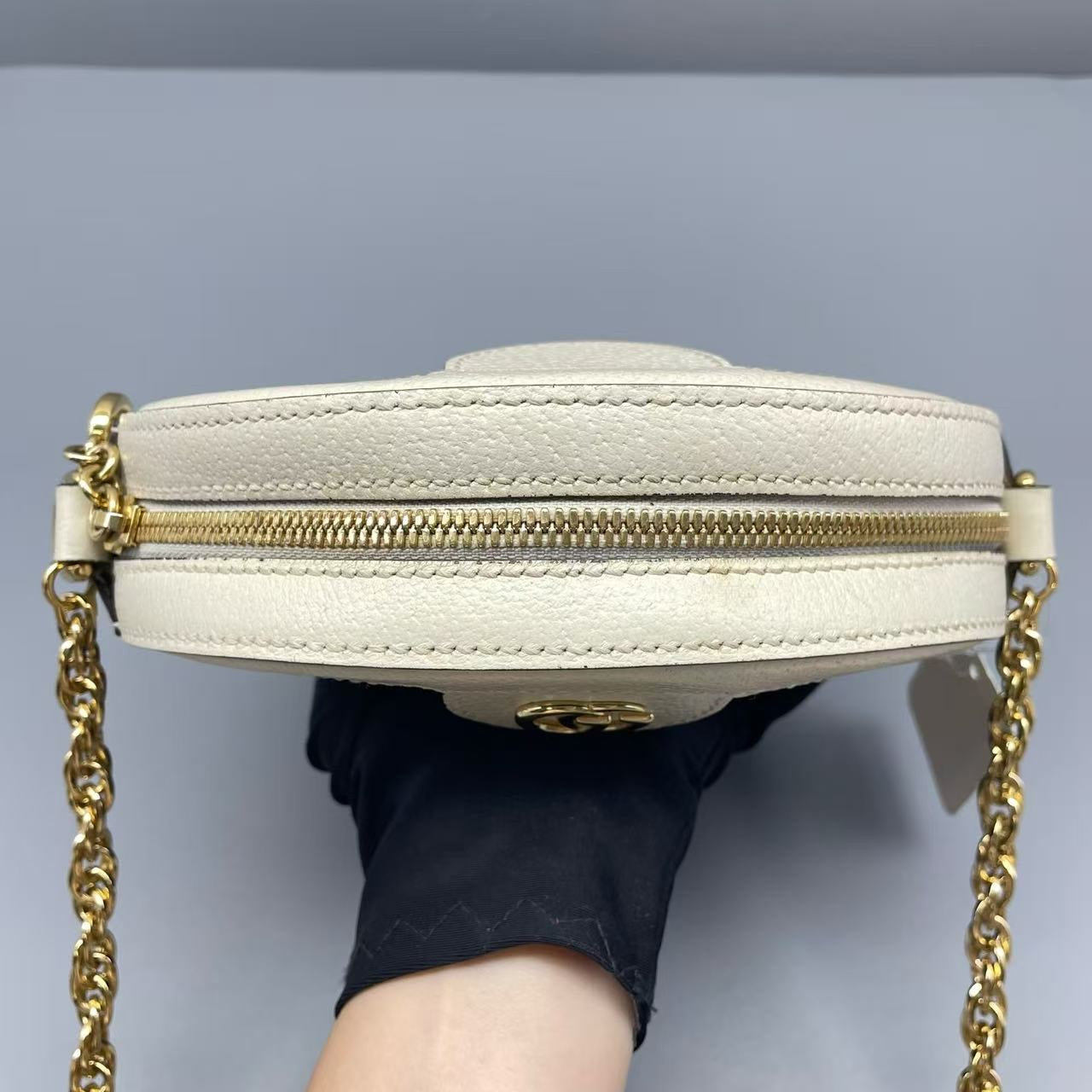 Gucci - Ophidia Mini Round Bag - Grained leather - White - (mini)