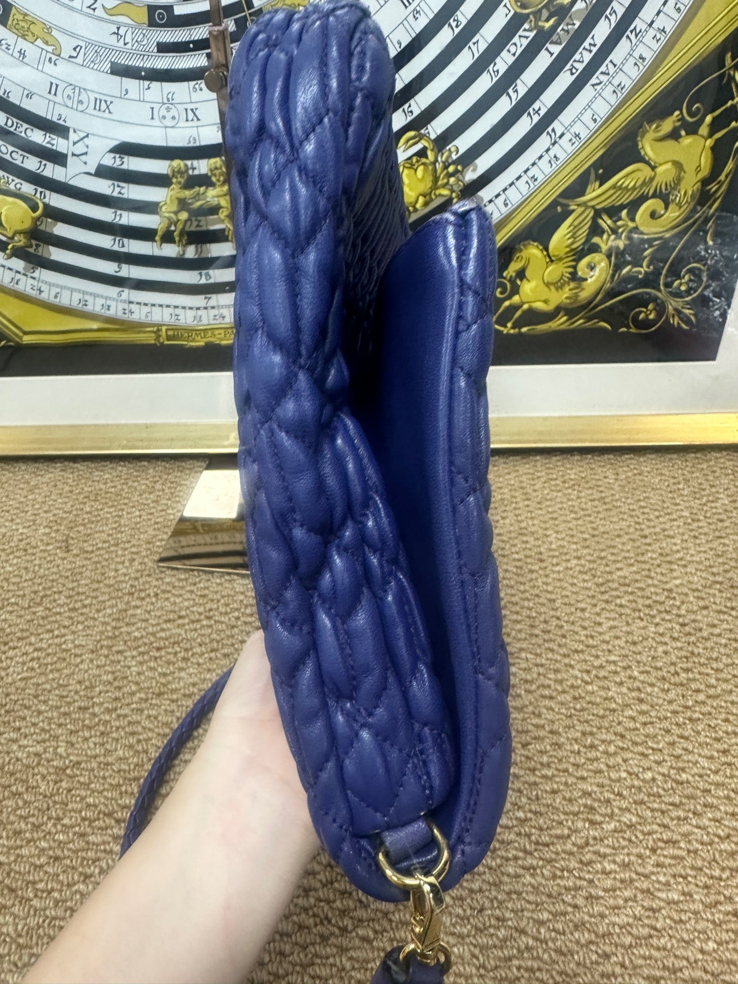 Miu Miu - Matelassé Gemstone Flap Crossbody Bag - Leather - Blue - (large)