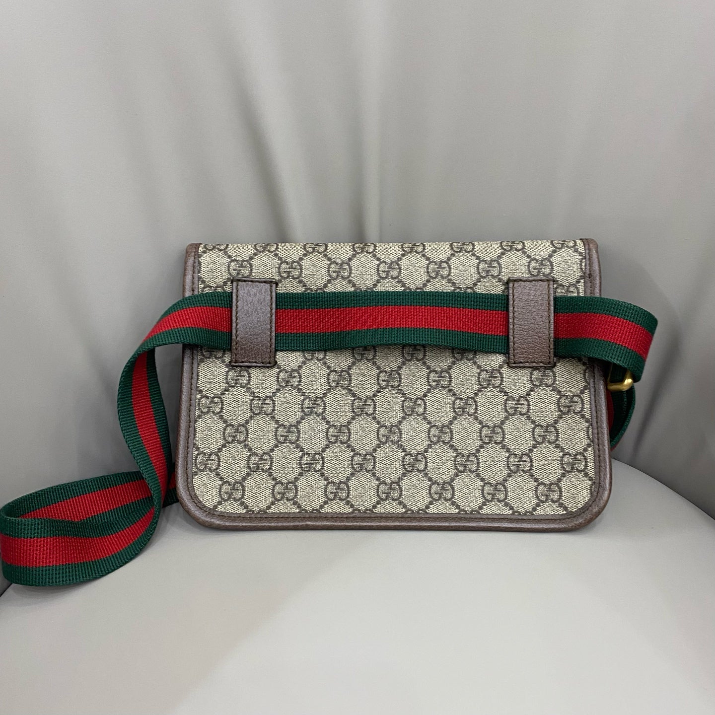 Gucci - GG Supreme Canvas Belt Bag - GG Supreme coated canvas with leather trim and Web stripe fabric strap - Beige - (small)