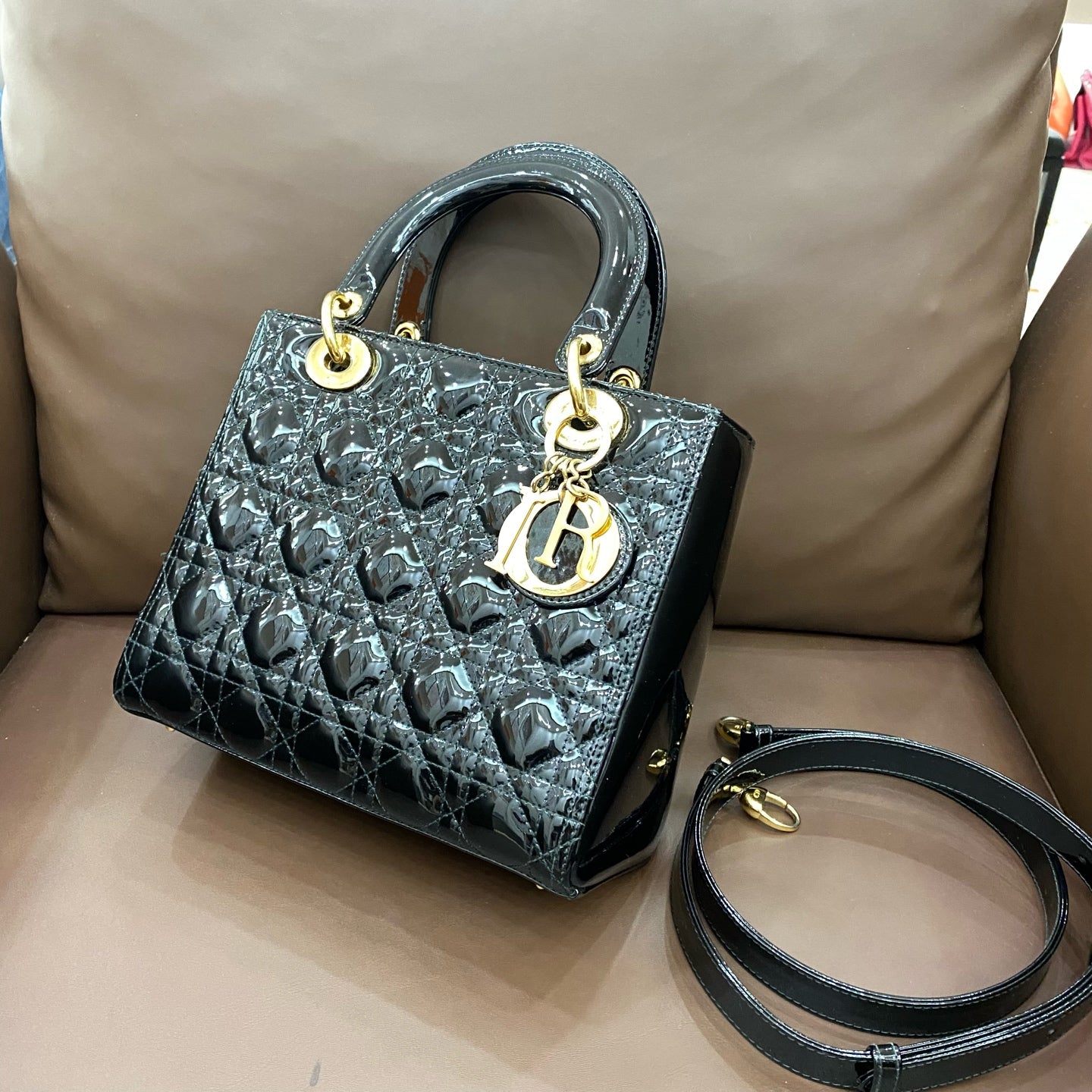 Dior - Lady Dior - Patent leather - Black - (medium)