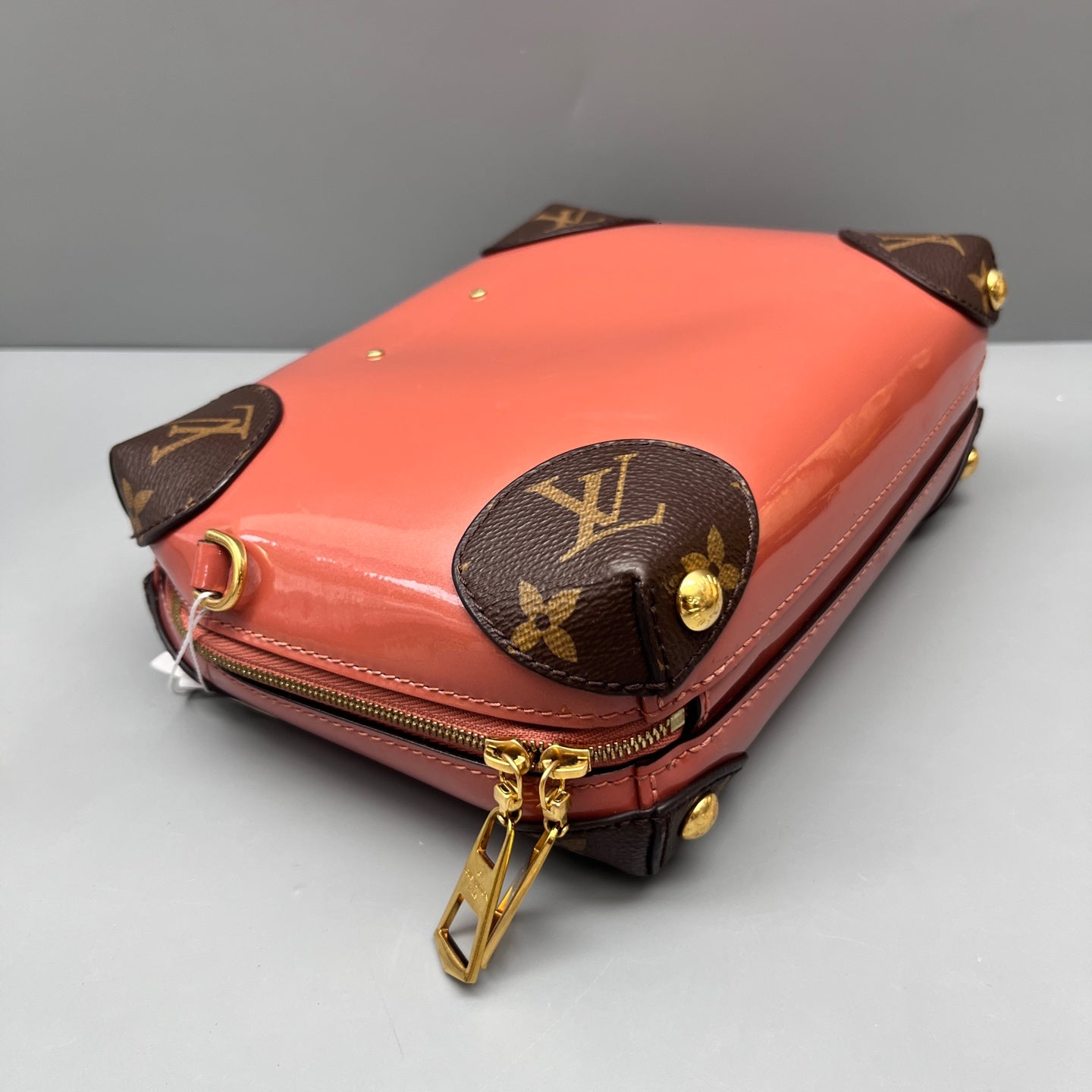 Louis Vuitton - Venice Box Bag - Patent leather and Monogram coated canvas - Pink and Brown with Gold-Tone Hardware - (mini)