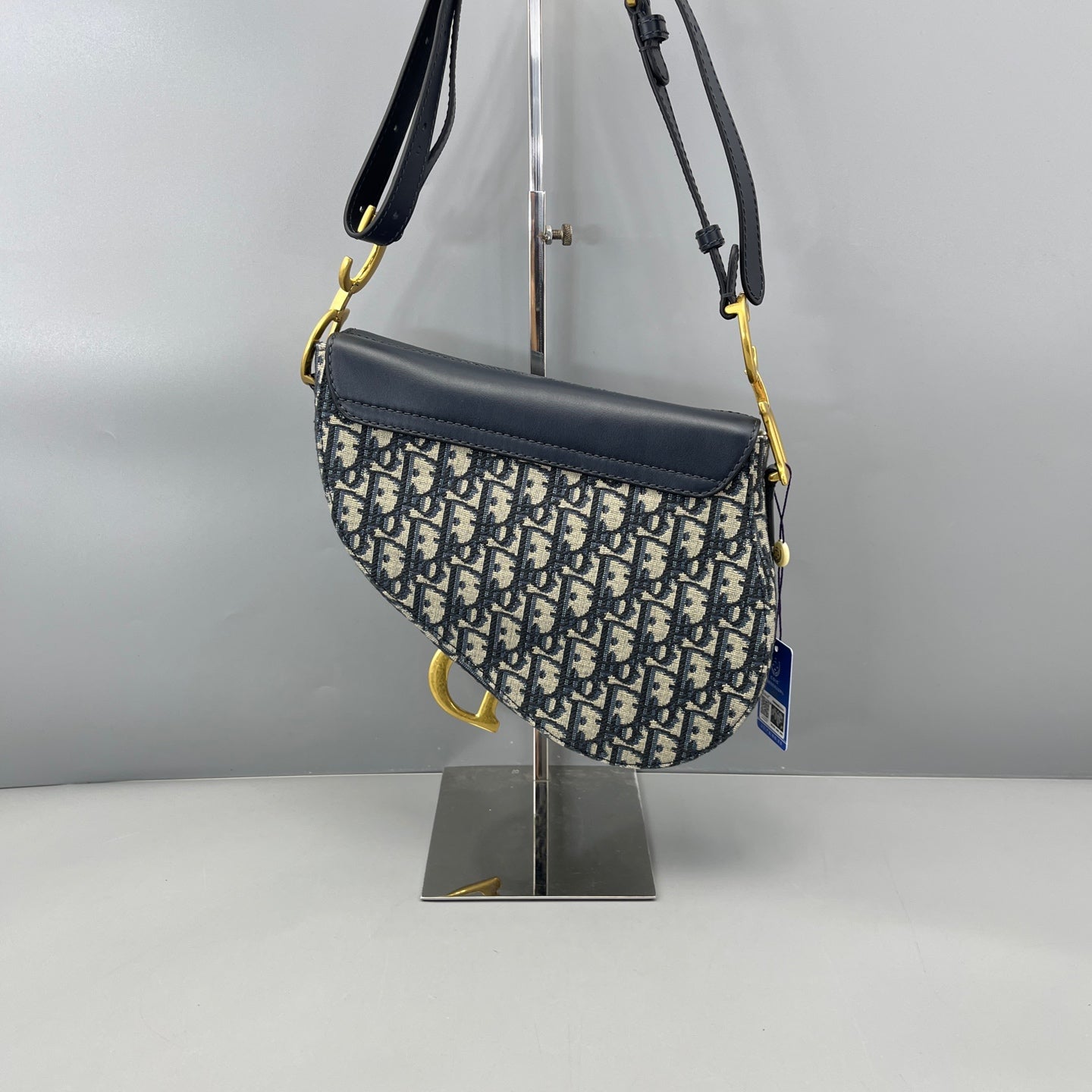 Dior - Saddle Bag - Dior Oblique jacquard canvas with navy blue calfskin leather trim - Blue - (medium)