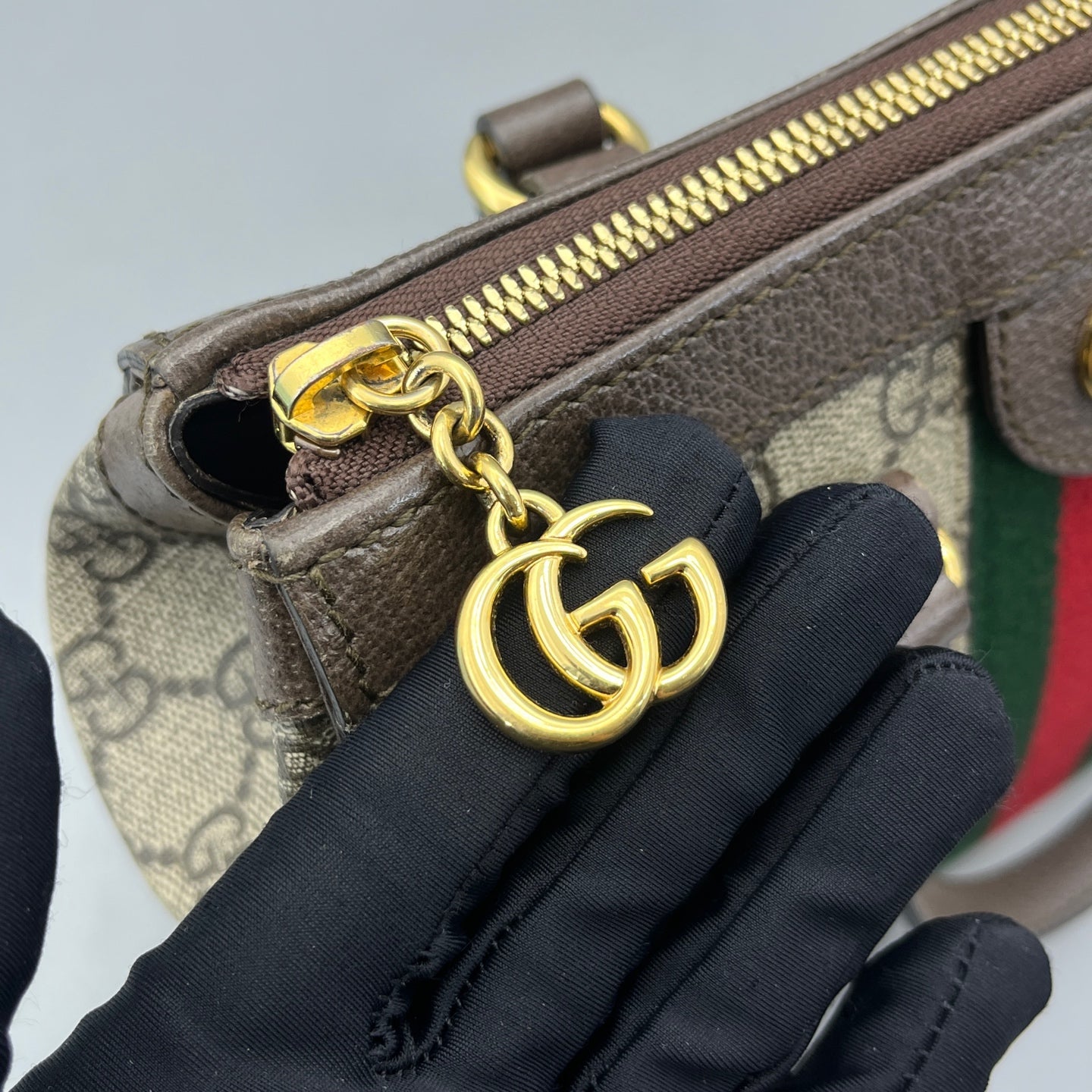 Gucci - Ophidia GG Supreme Small Top Handle Bag - GG Supreme coated canvas with grained leather trim - Brown - (small)