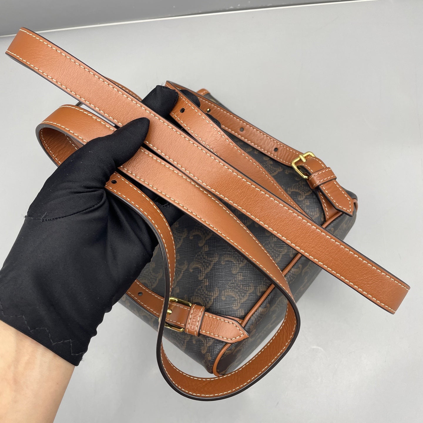 Celine - Triomphe Canvas Mini Backpack - Triomphe canvas and leather - Brown - (mini)