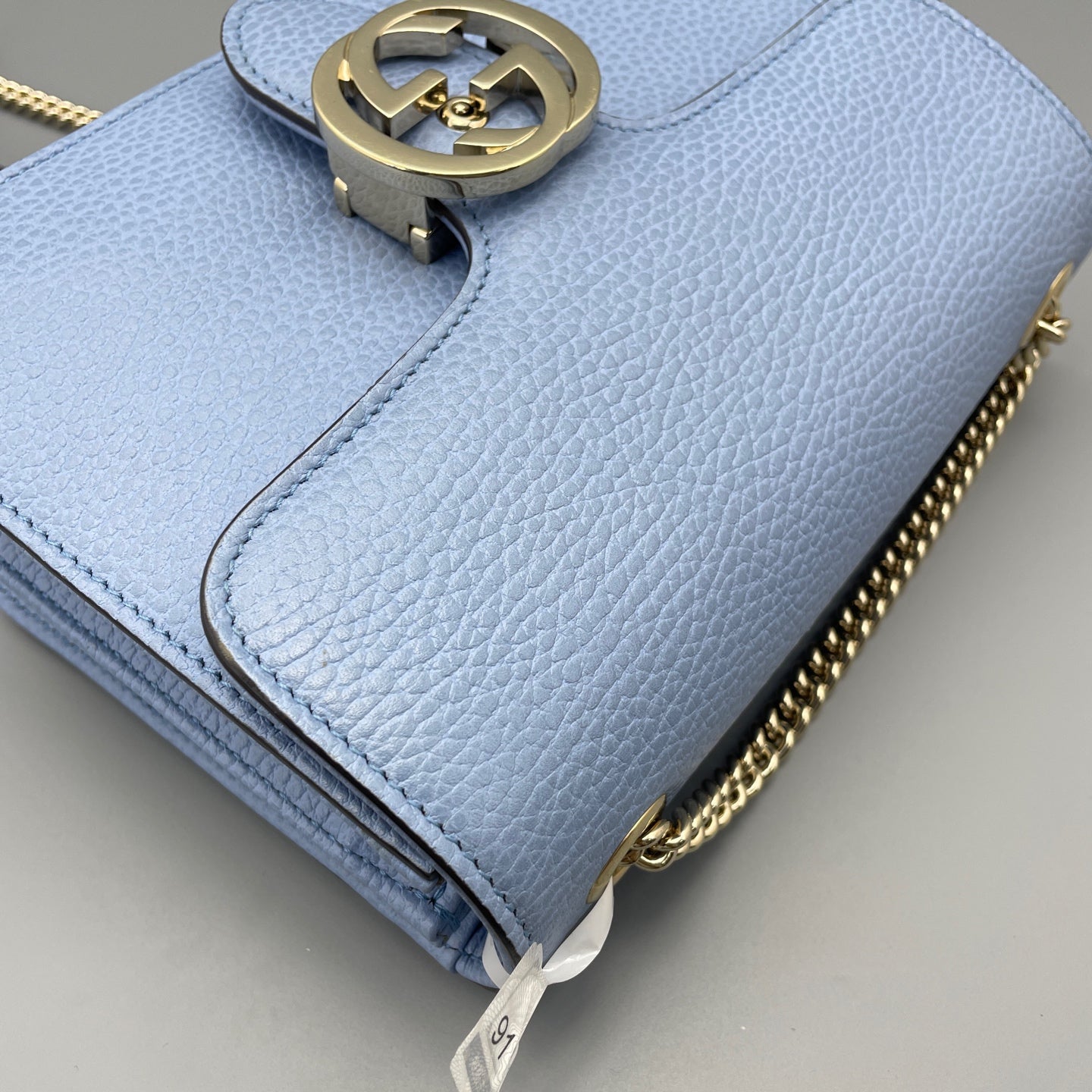 Gucci - Interlocking G Accordion Bag (Outlet Style) - Grained leather - Blue - (small)