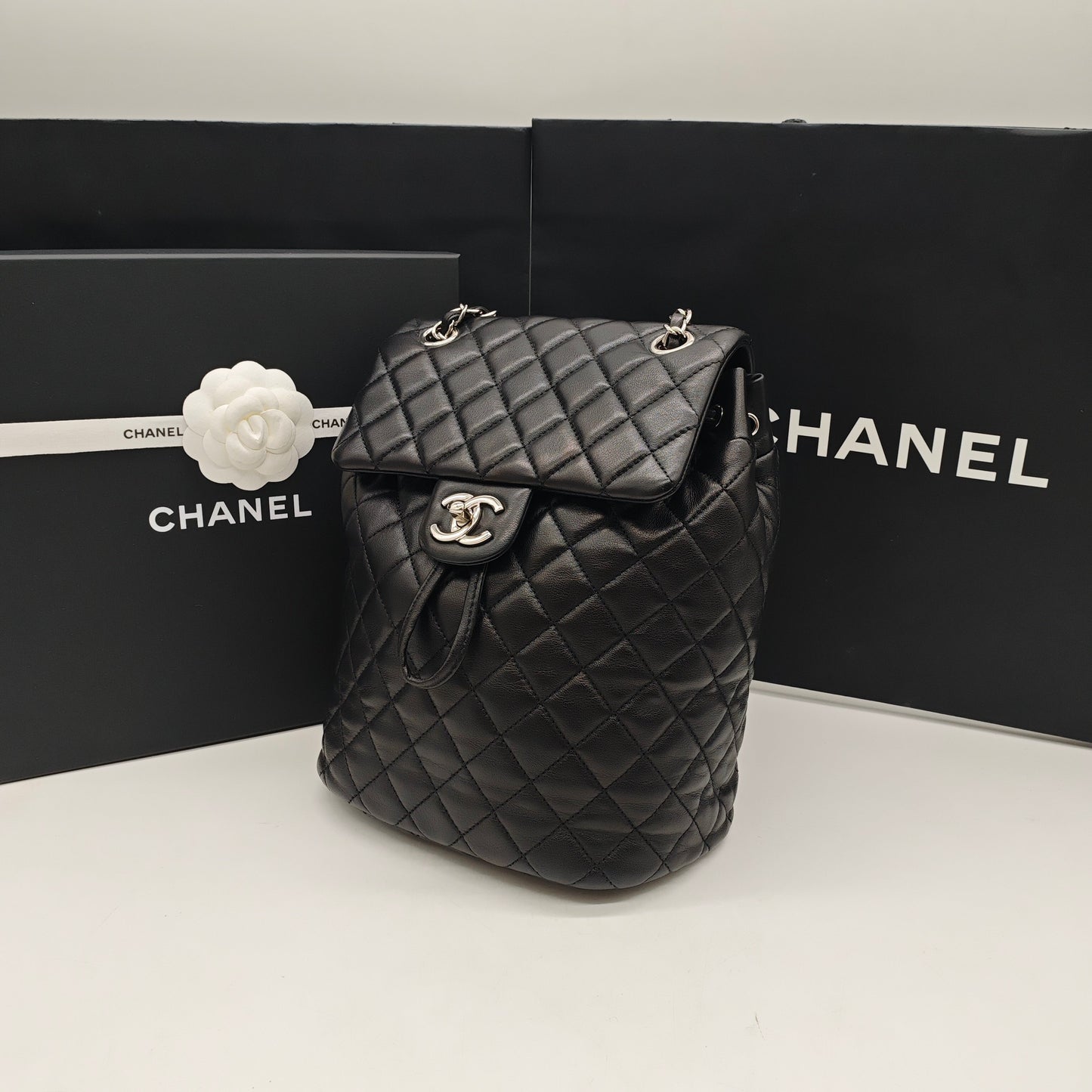 Chanel - Salzburg Backpack - Lambskin leather - Black with Silver-Tone Hardware - (Small)