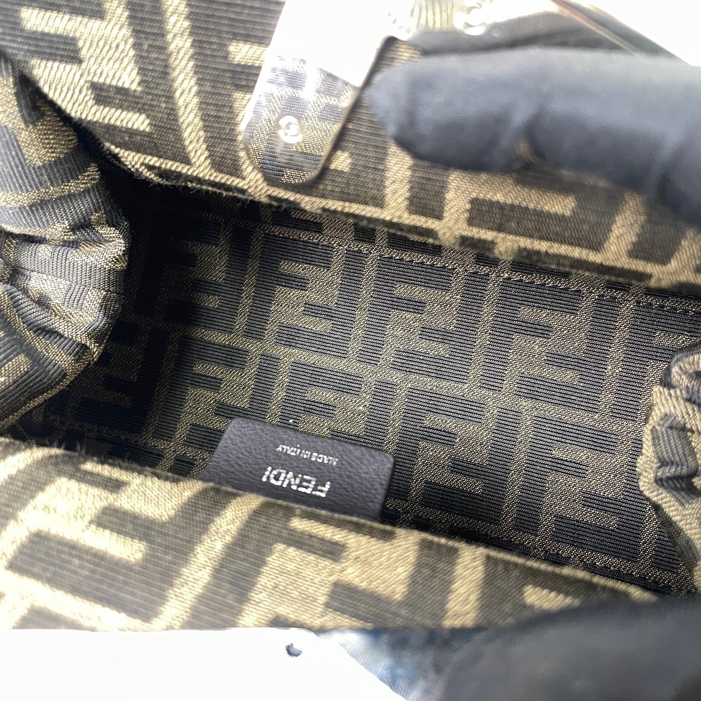 Fendi - First - Laminated leather with crackle effect - Silver - (small)