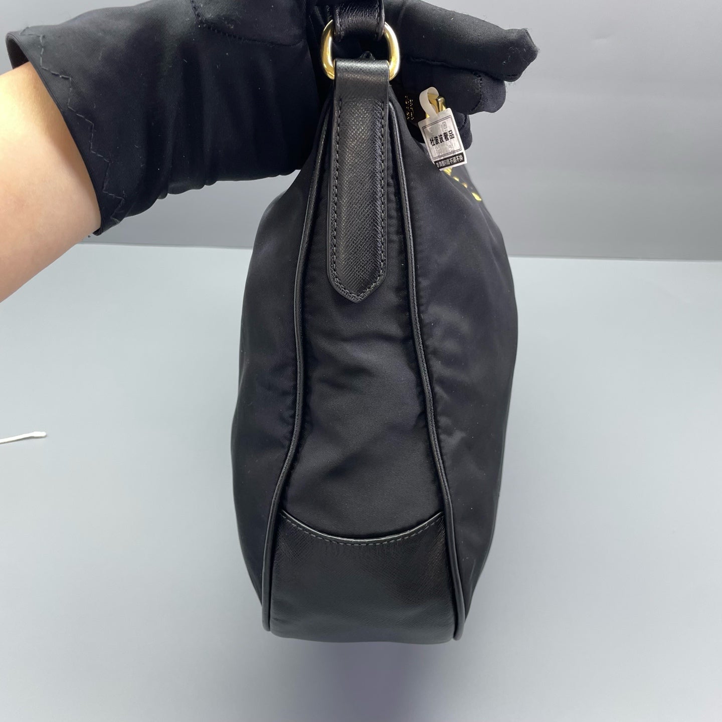 Prada - Hobo Shoulder Bag - Nylon with Saffiano Leather trim - Black - (Medium)