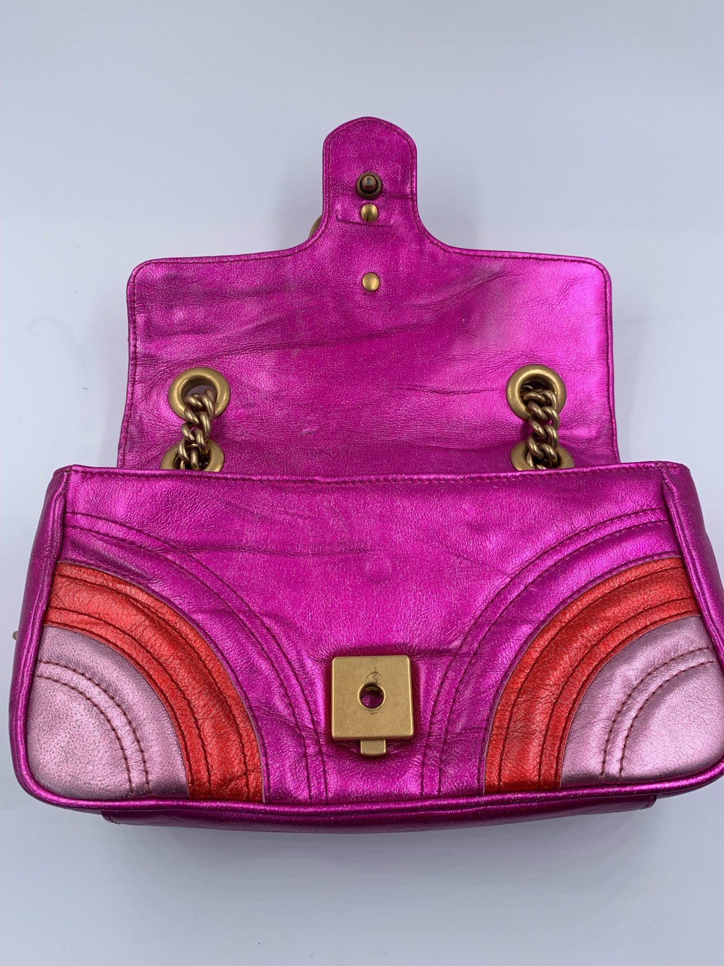 Gucci - GG Marmont Small Flap Bag - Leather - Multicolour - (Small)