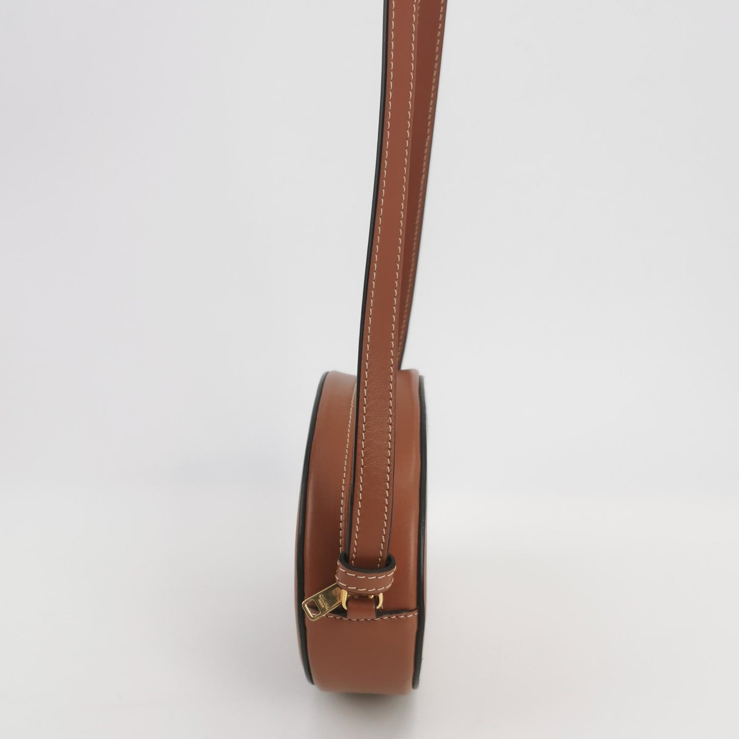Celine - Triomphe Embossed Oval Bag - Cowhide leather - Brown - (mini)