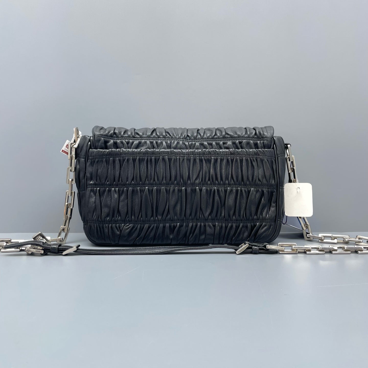 Prada - Gaufre Chain Shoulder Bag - Leather - Black - (small)