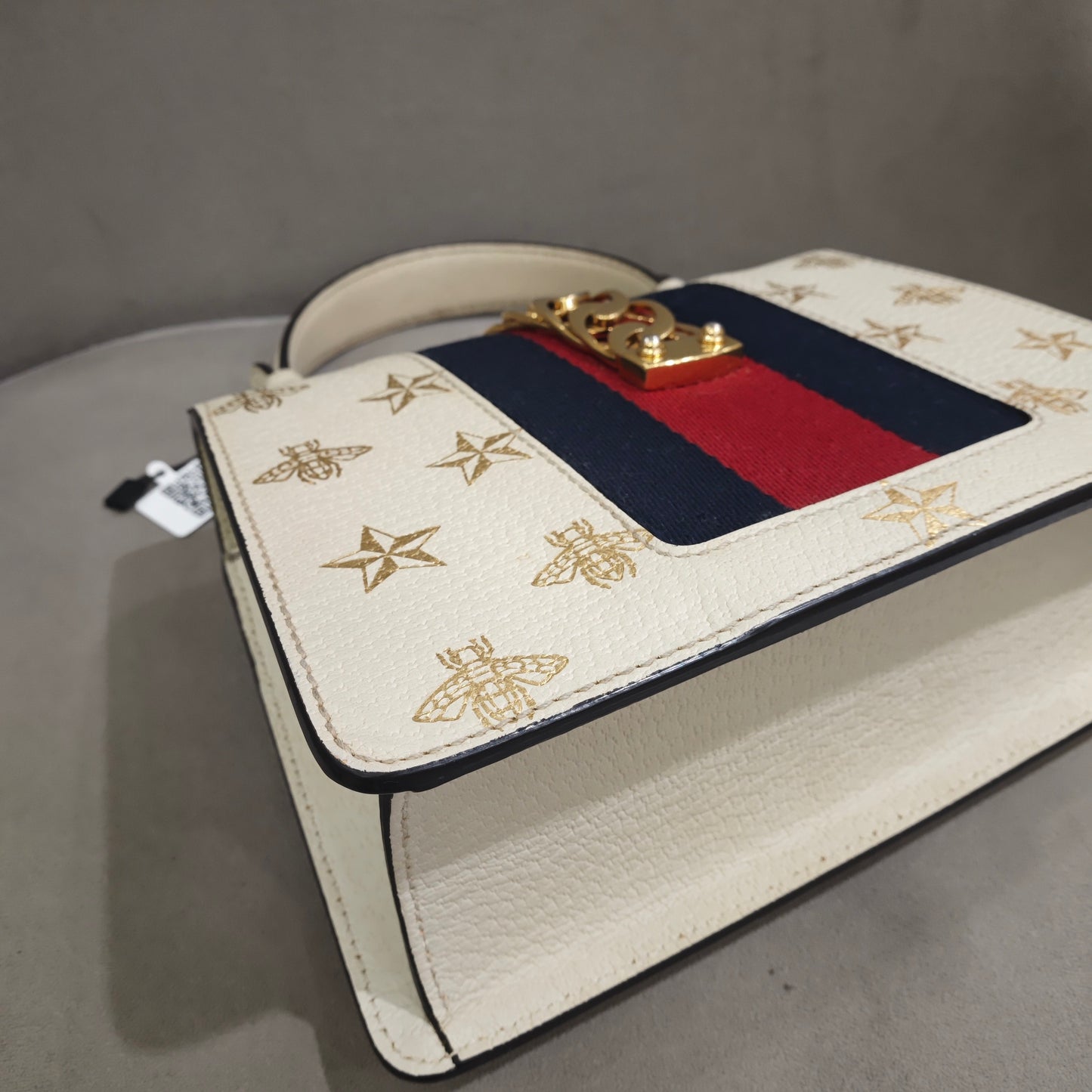 Gucci - Sylvie Small Bee and Star - Grained leather - White - (small)