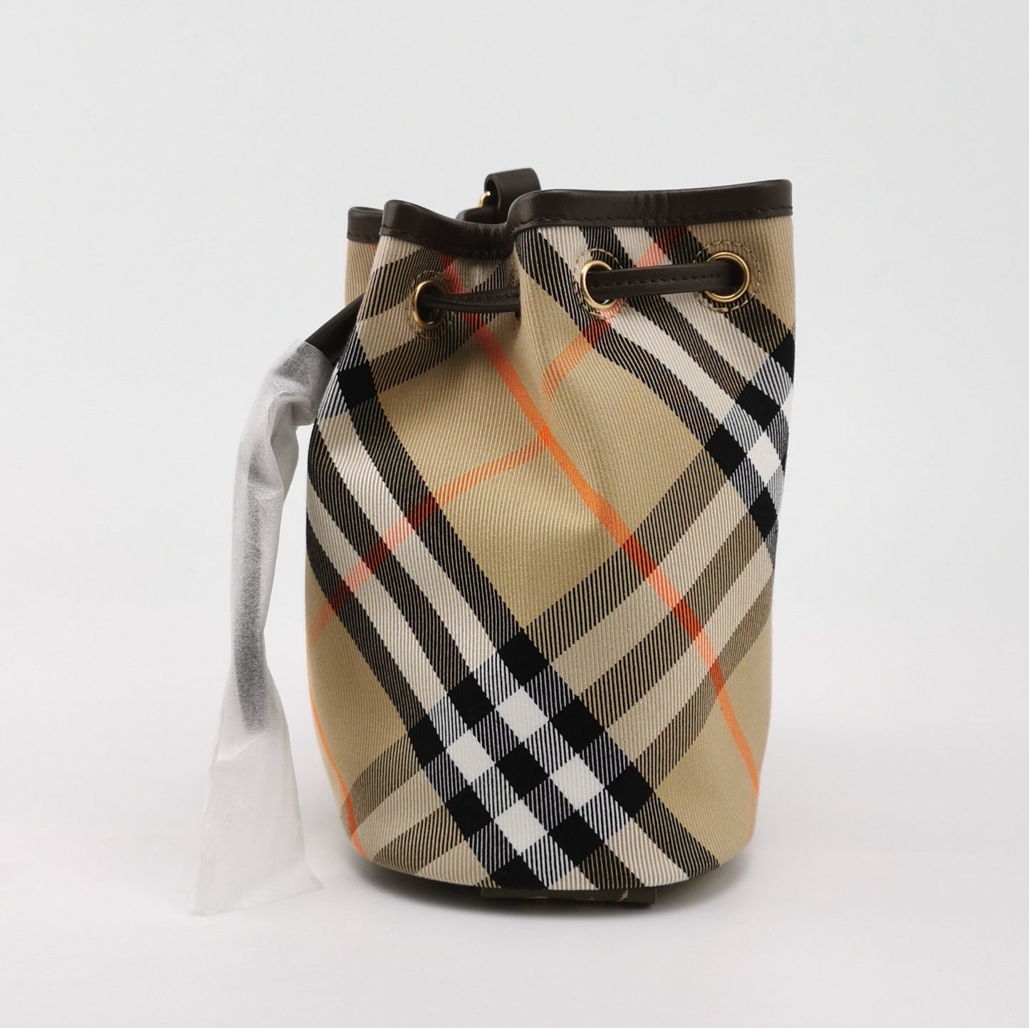 Burberry - Small Bucket Bag - Cotton canvas with leather trim - Beige - (mini)