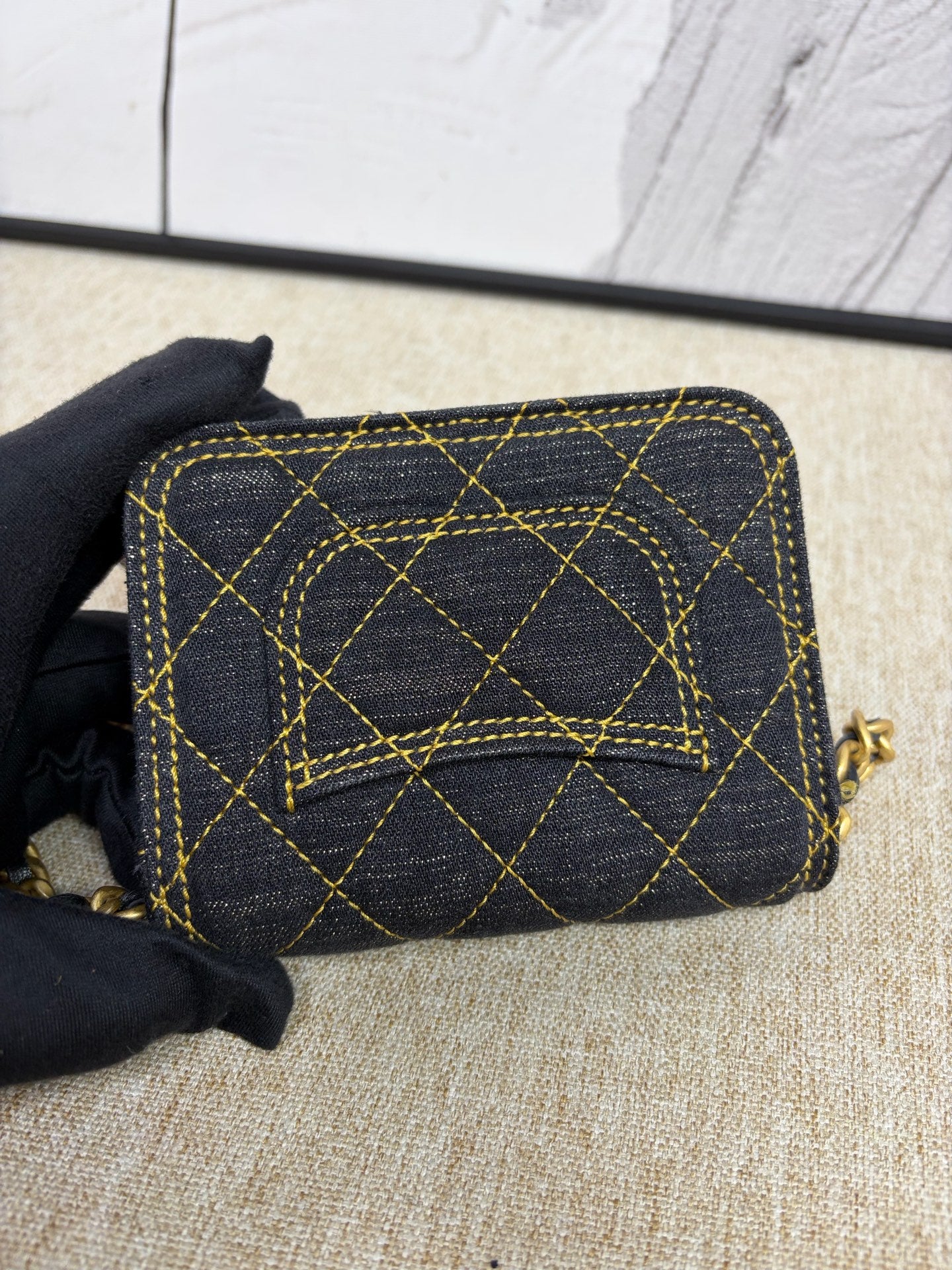 Chanel - Mini Messenger Chain Bag - Denim - Jeans - Black - (mini)