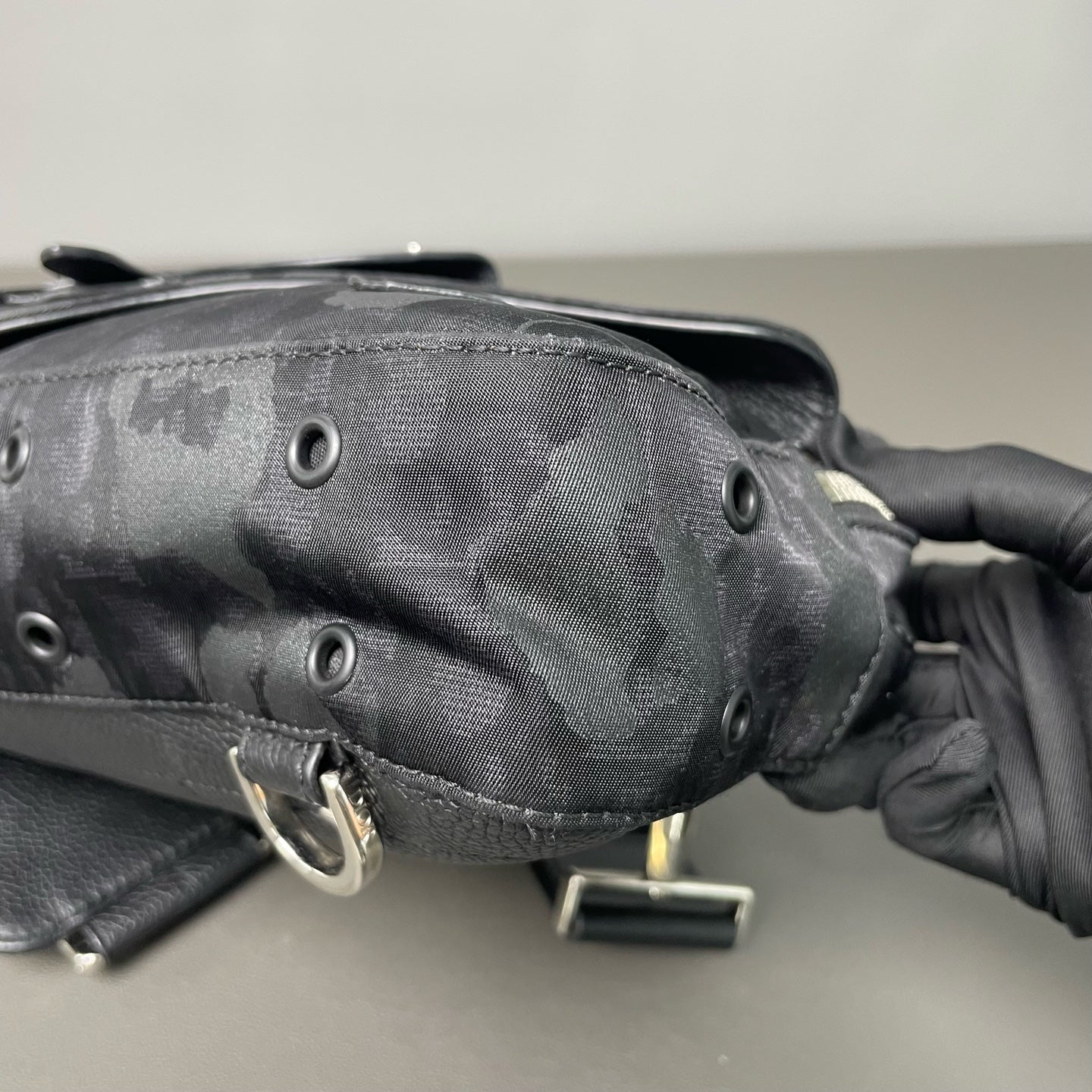 Dior - Saddle Belt Bag - Oblique canvas and pebbled leather - Black - (medium)