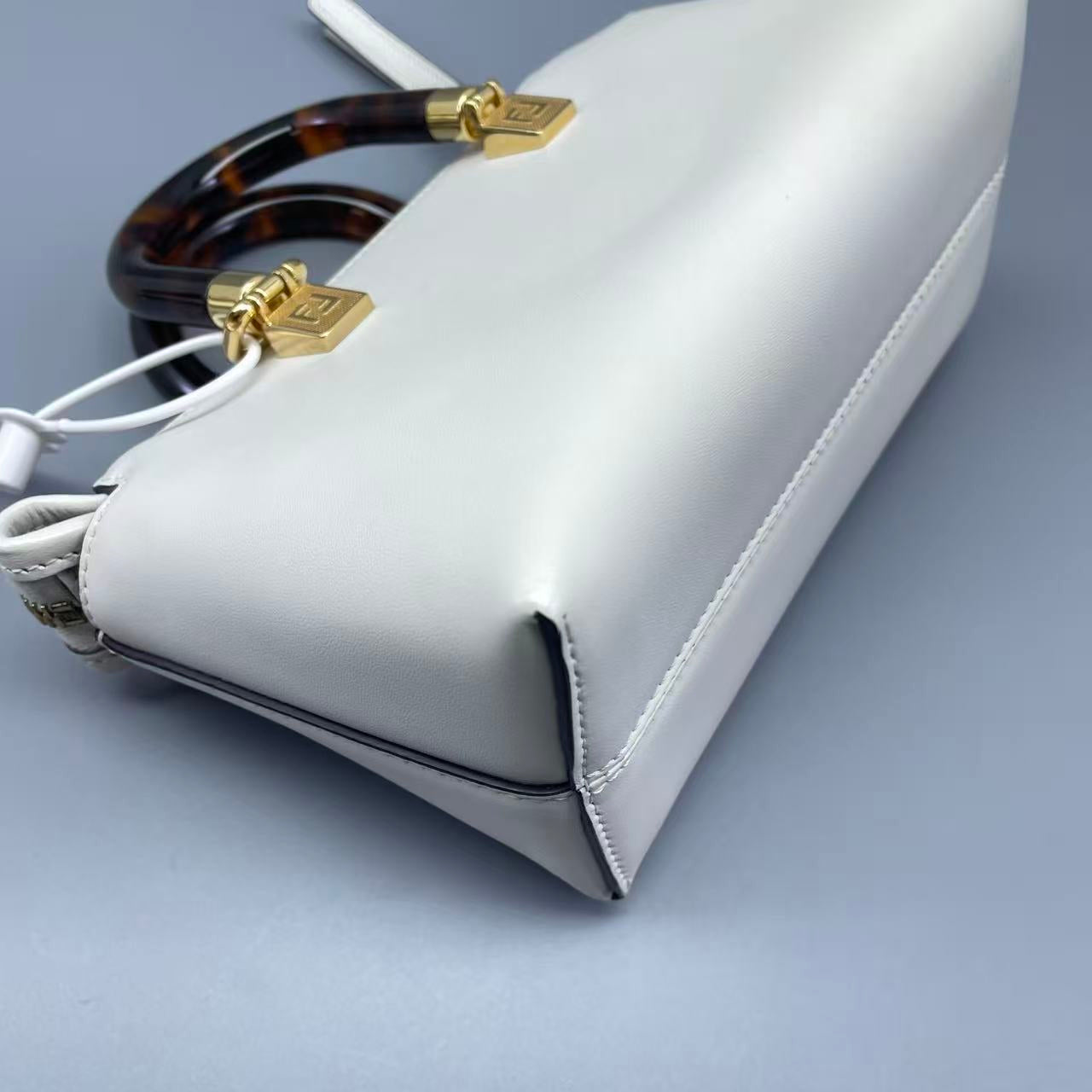 Fendi - By The Way Mini - Leather with tortoiseshell handles and canvas lining - White - (mini)
