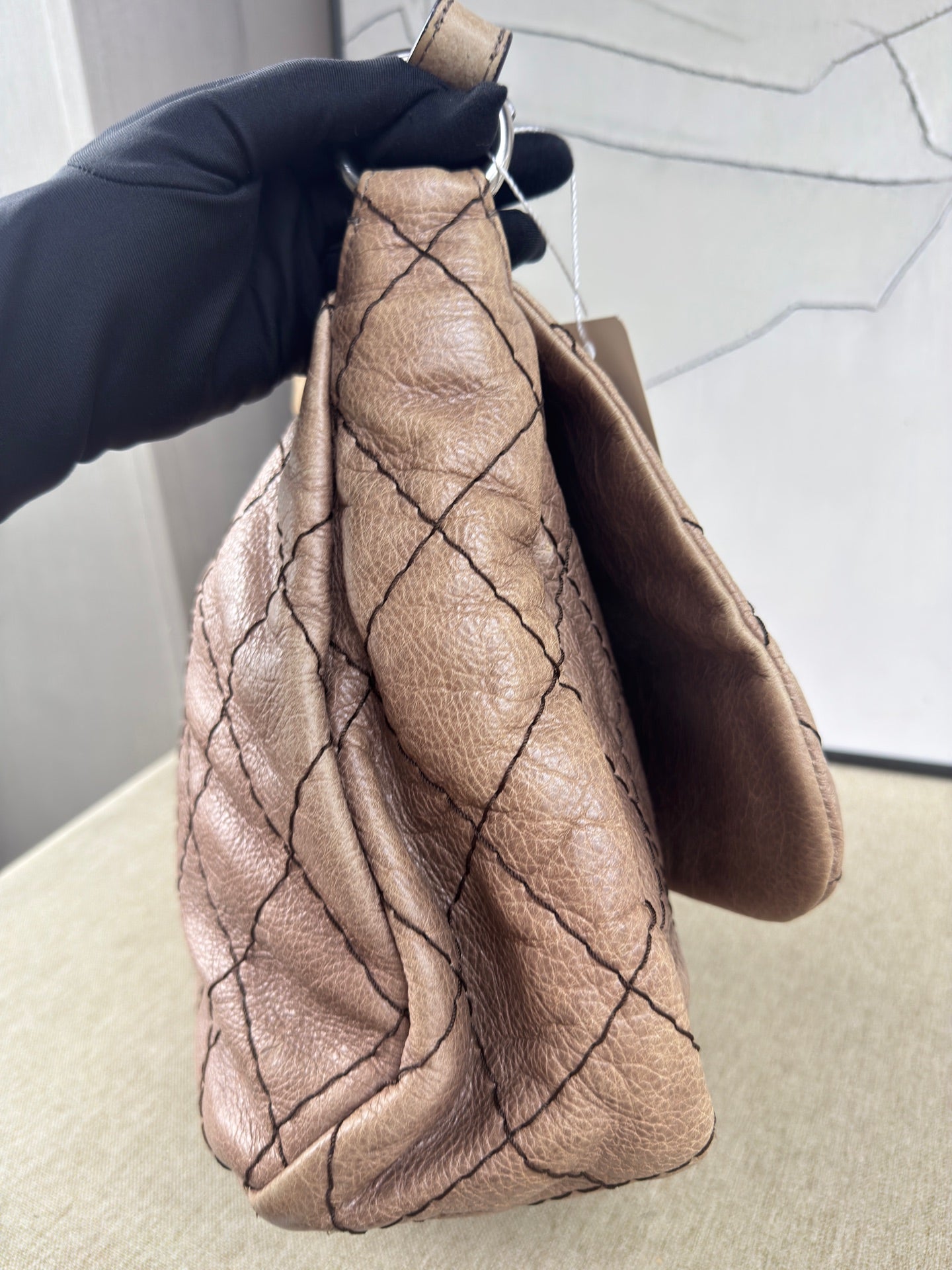 Chanel - Pumpkin Airport Chain Bag - Cowhide leather - Beige - (Large)