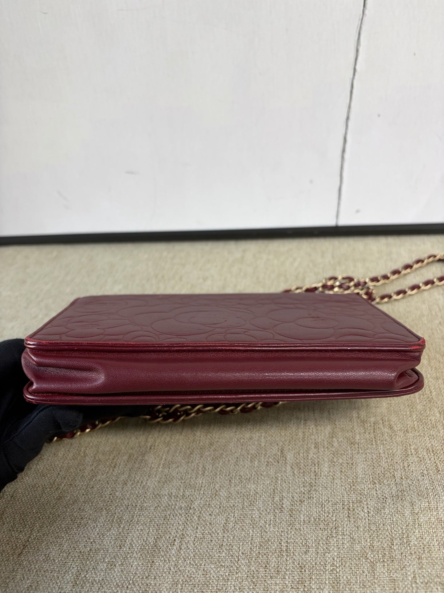Chanel - Camellia Wallet On Chain (WOC) - Lambskin leather - Burgundy - (Mini)