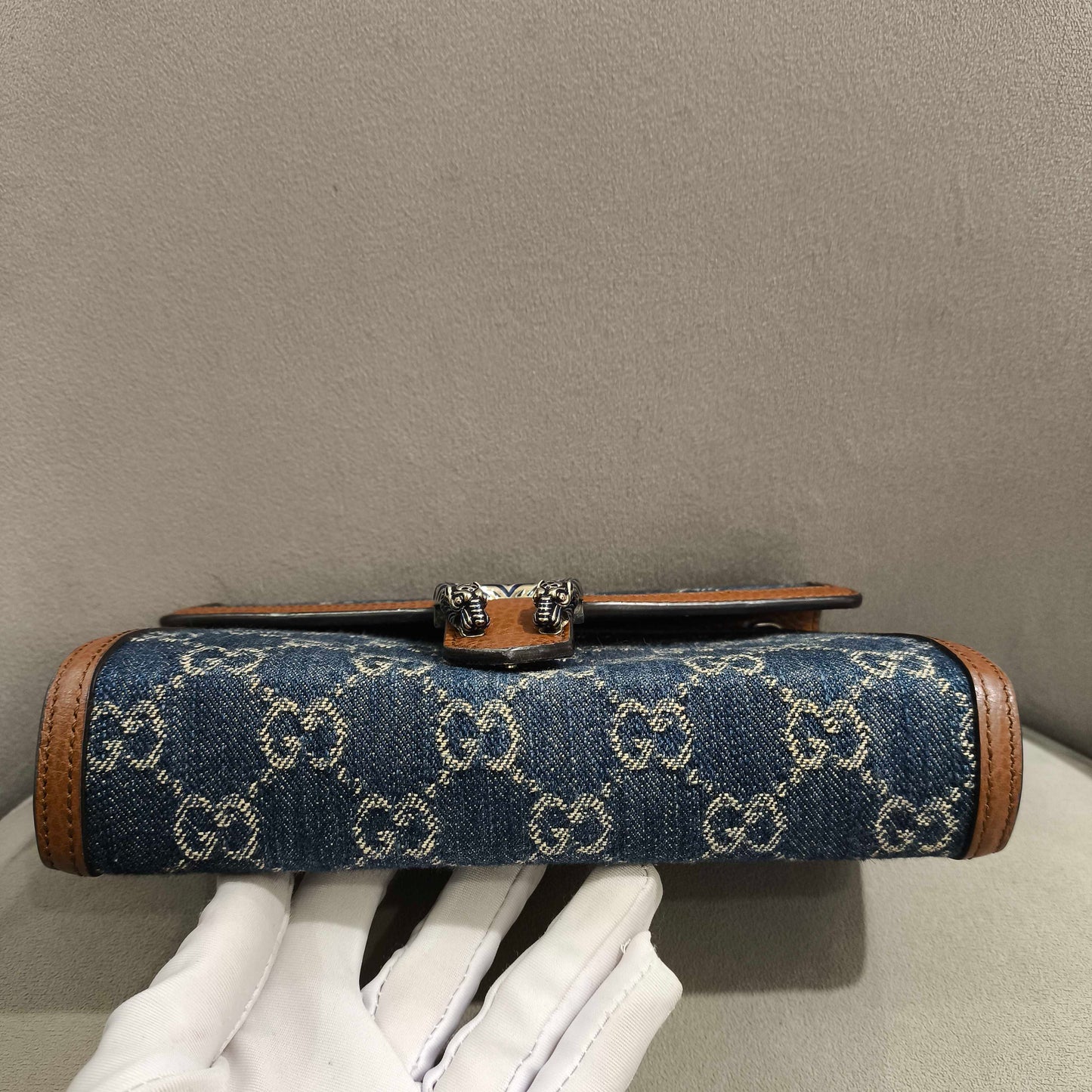 Gucci - Dionysus - Blue denim and brown grained leather - Blue with brown trim - (mini)