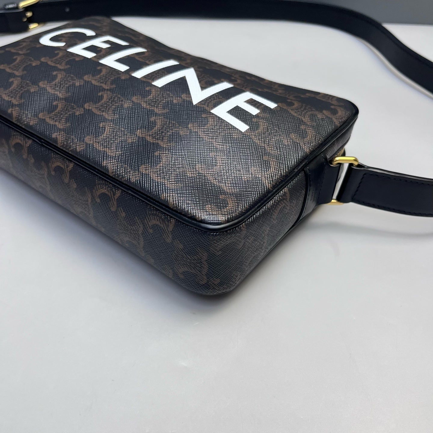 Celine - Triomphe Canvas Camera Bag - Coated canvas with leather trim - Brown - (medium)