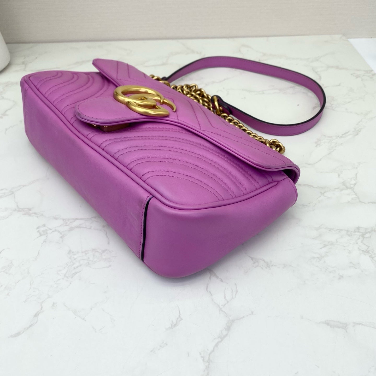 Gucci - GG Marmont Matelassé Shoulder Bag - Leather - Purple - (small)