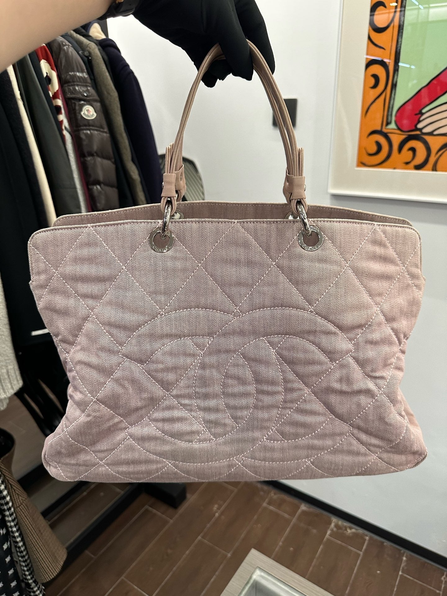 Chanel - Quilted CC Beach Tote - Cloth - Pink - (Large)