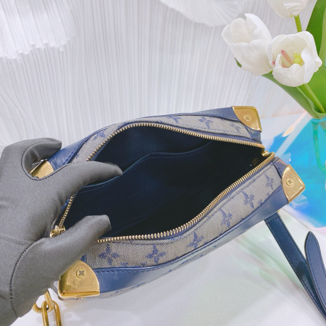 Louis Vuitton - Soft Trunk - Denim and Leather - Blue - (Small)