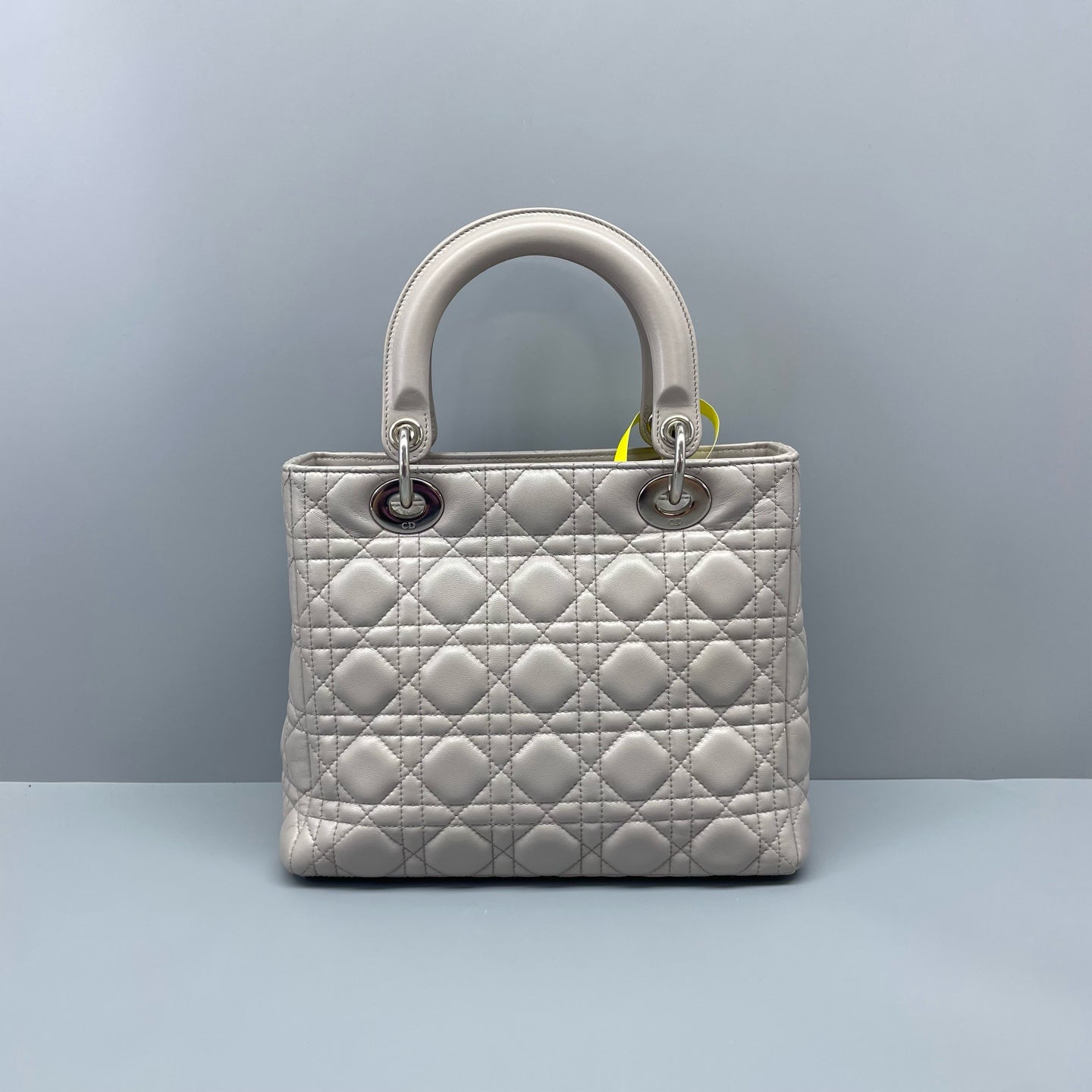Dior - Lady Dior - Cannage quilted lambskin leather - Grey with Silver-Tone Hardware - (Medium)