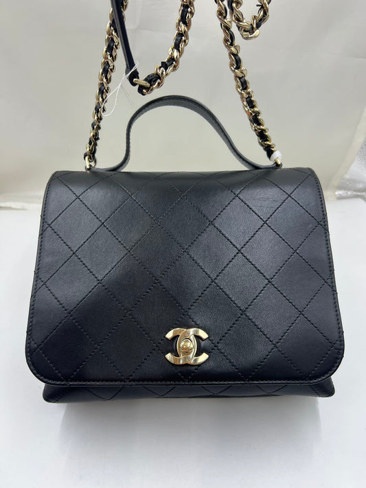 Chanel - Coco Handle Flap Bag - Lambskin leather - Black - (Medium)