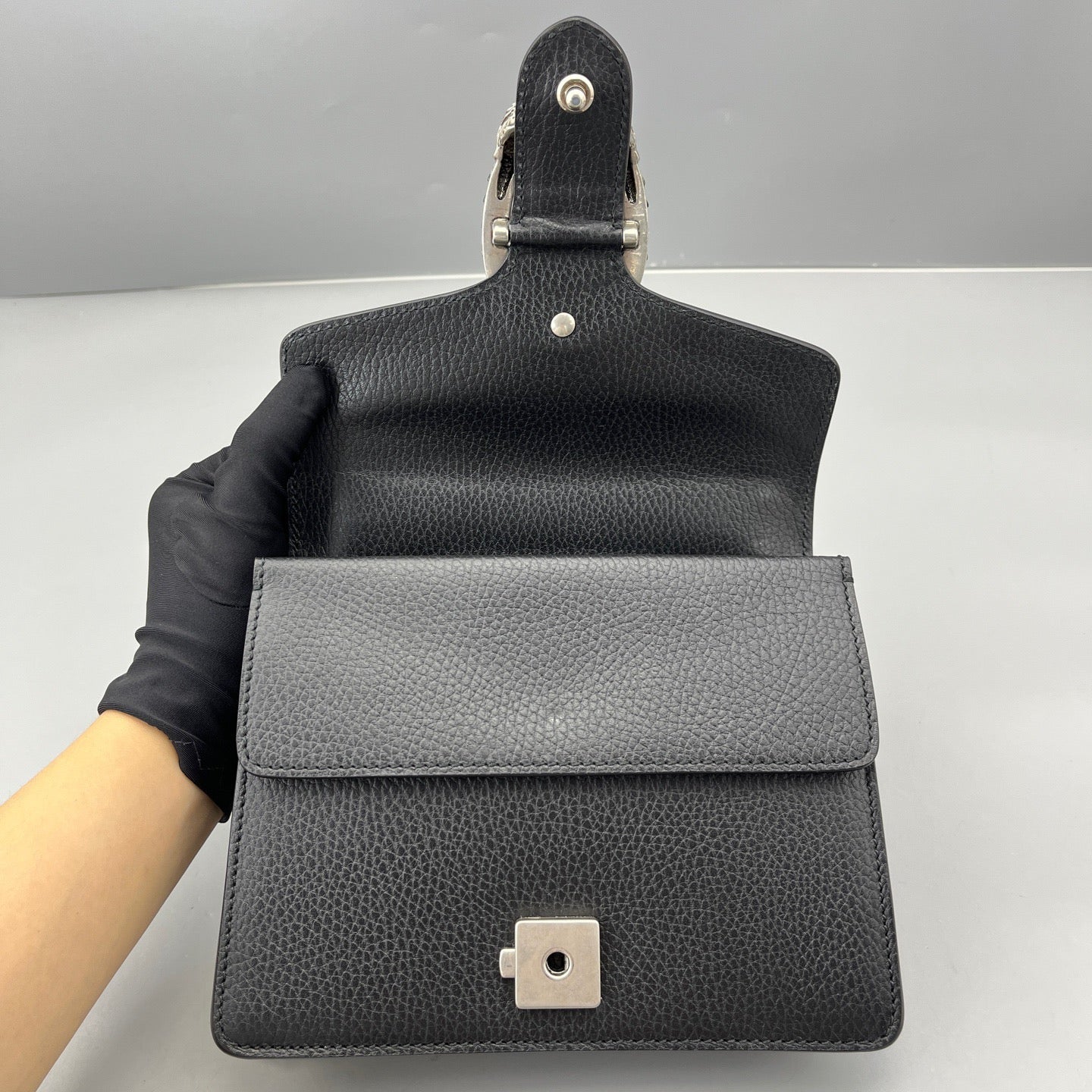 Gucci - Dionysus Small Shoulder Bag - Pebbled leather - Black - (Small)