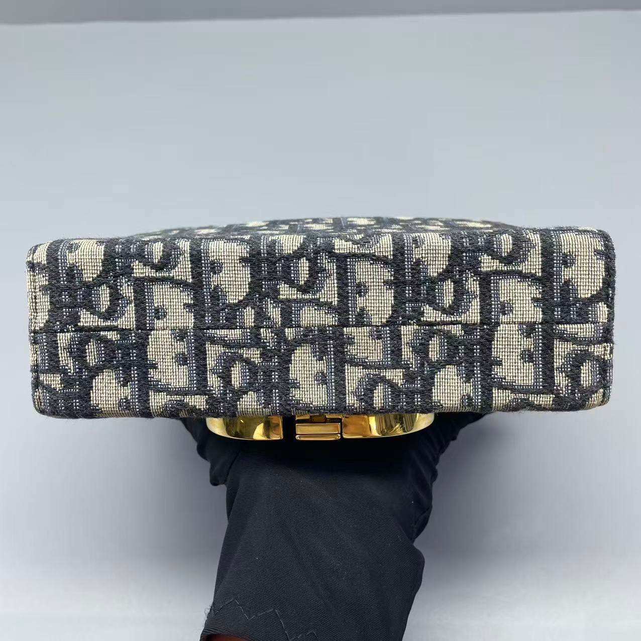 Dior - 30 Montaigne Mini Bag - Oblique Jacquard Canvas - Navy with Blue Leather Trim - (mini)