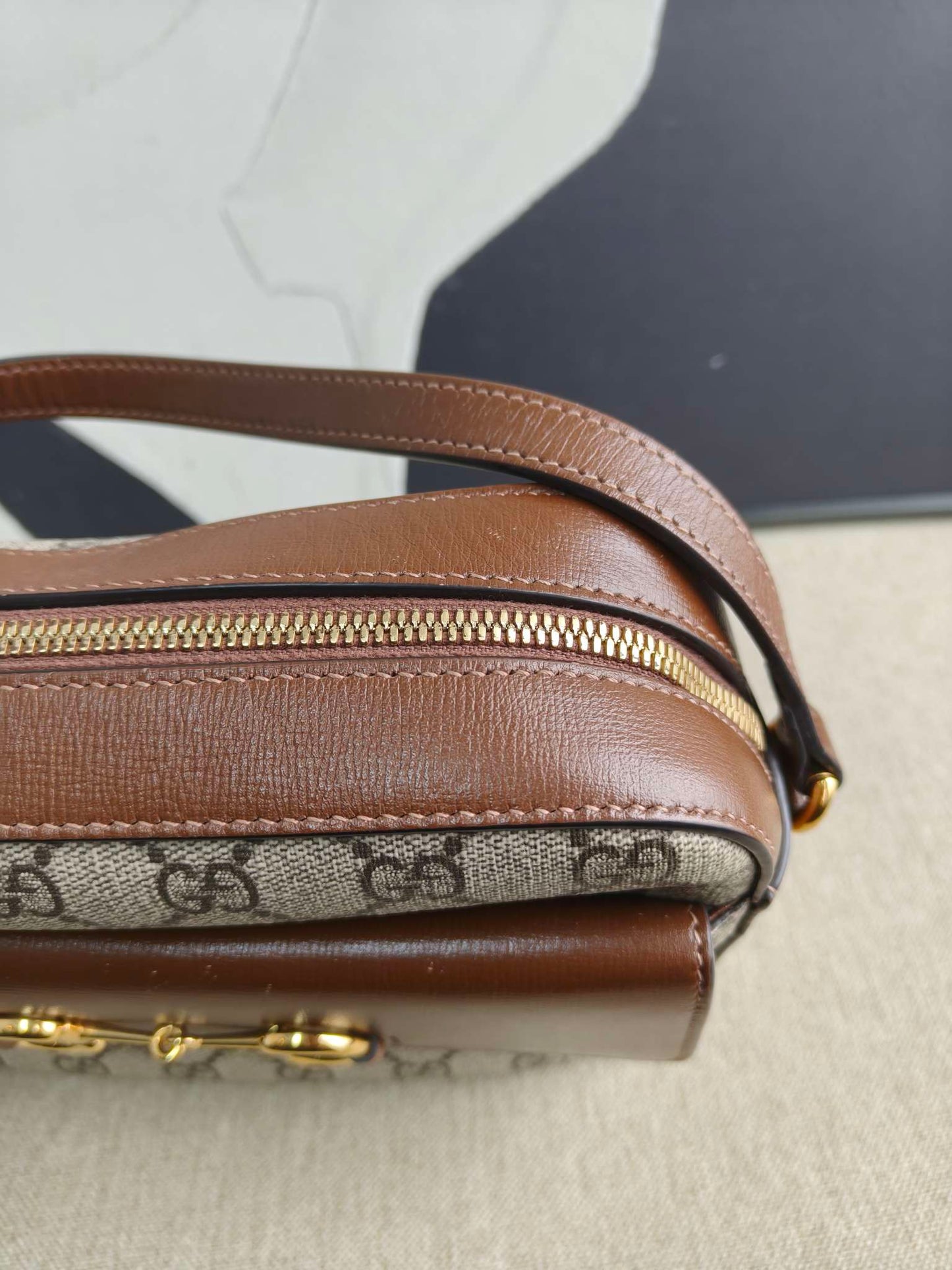 Gucci - 1955 Horsebit Camera Bag Small - Synthetic - Brown - (small)
