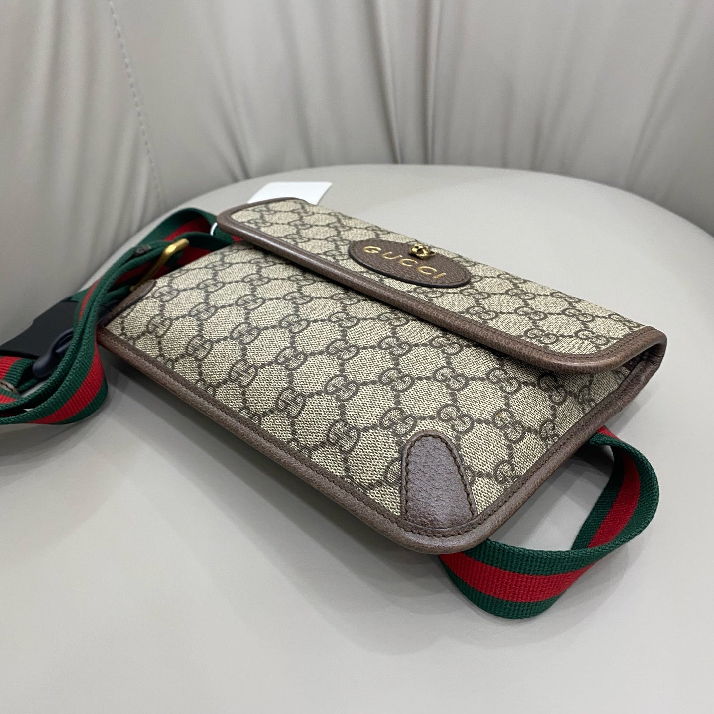 Gucci - GG Supreme Canvas Belt Bag - GG Supreme coated canvas with leather trim and Web stripe fabric strap - Beige - (small)