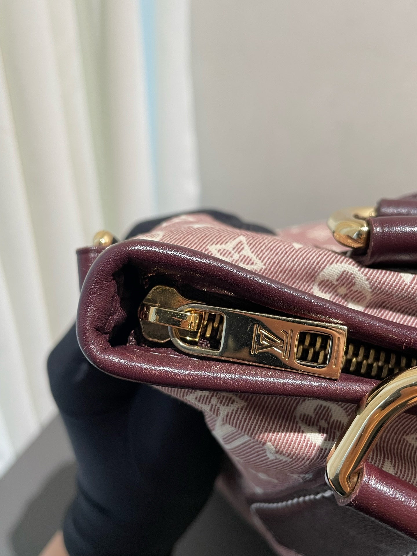 Louis Vuitton - Monogram Denim Framed Bag - Denim with leather trim - Raspberry with Burgundy accents - (Medium)