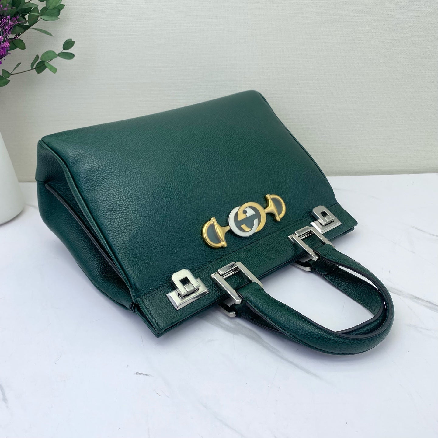 Gucci - Zumi Top Handle Bag - Leather - Green - (Small)
