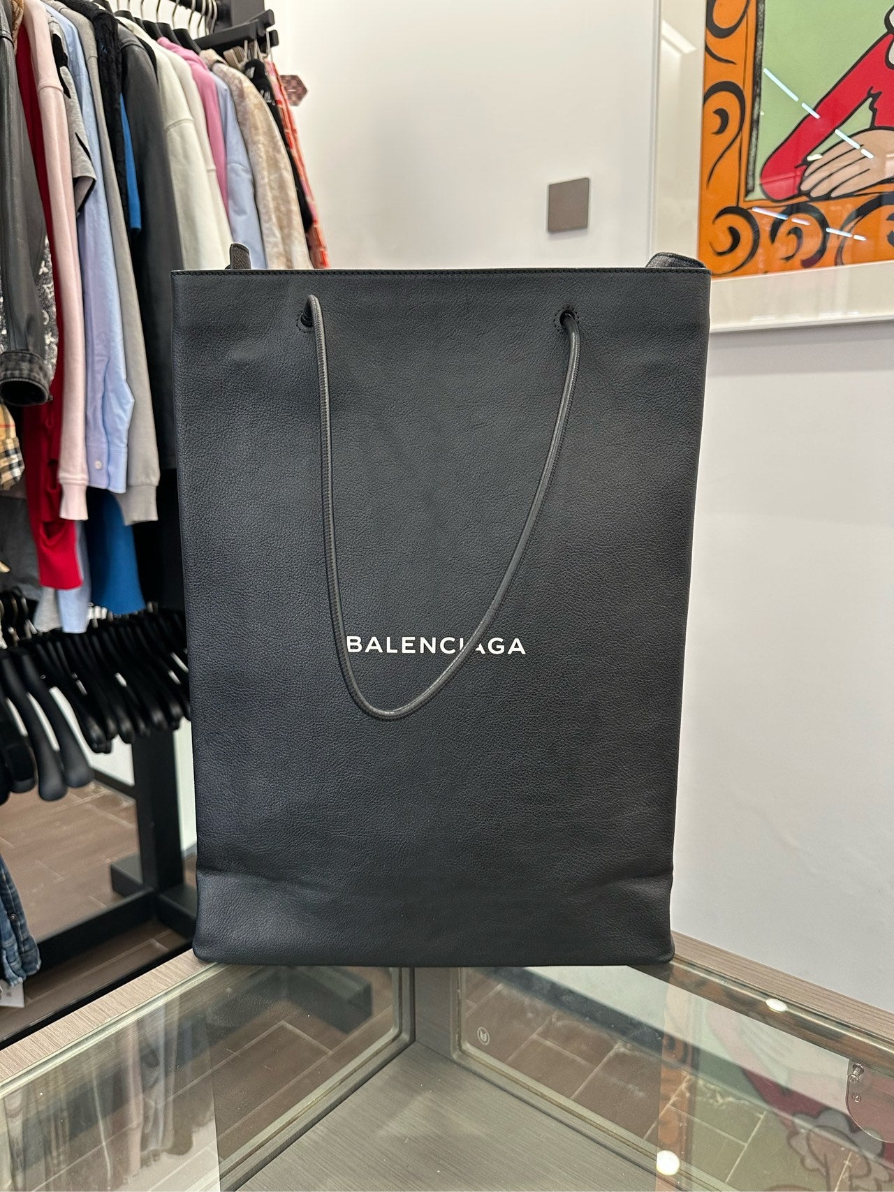 Balenciaga - Shopping Bag Tote - Calfskin leather exterior with textile lining - Black - (medium)