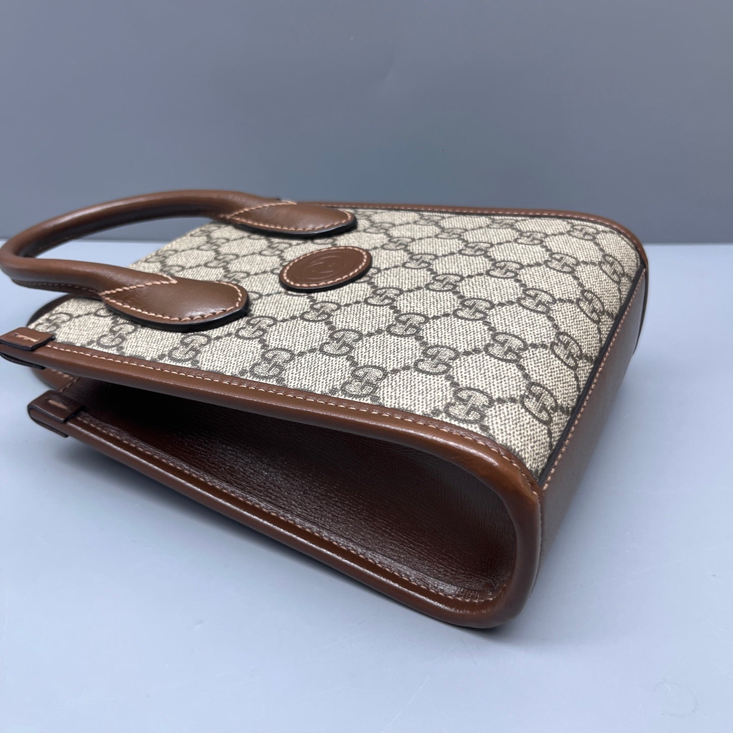 Gucci - Mini Vertical Tote - GG Supreme canvas with leather trim - Beige - (mini)