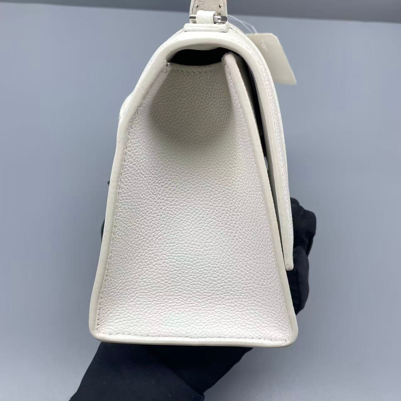 Balenciaga - Hourglass Top Handle Bag - Grained leather - White - (small)